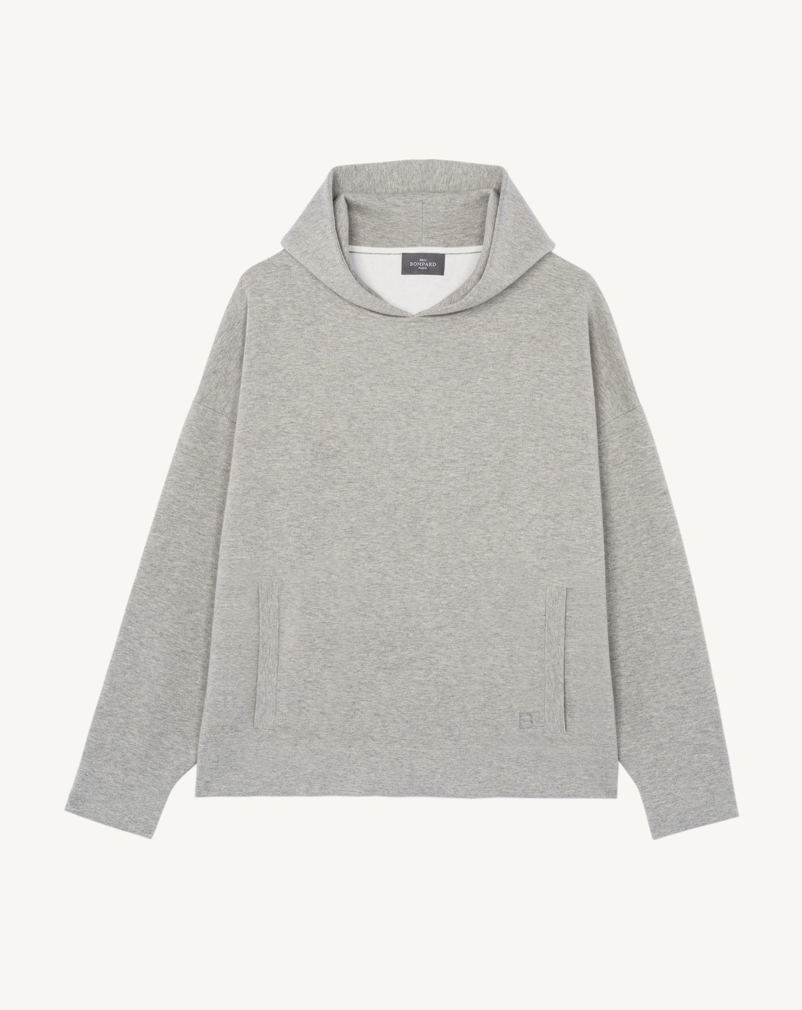 Pull à capuche double face-GRIS ARGENTE/NATUREL-85% coton 15% cachemire