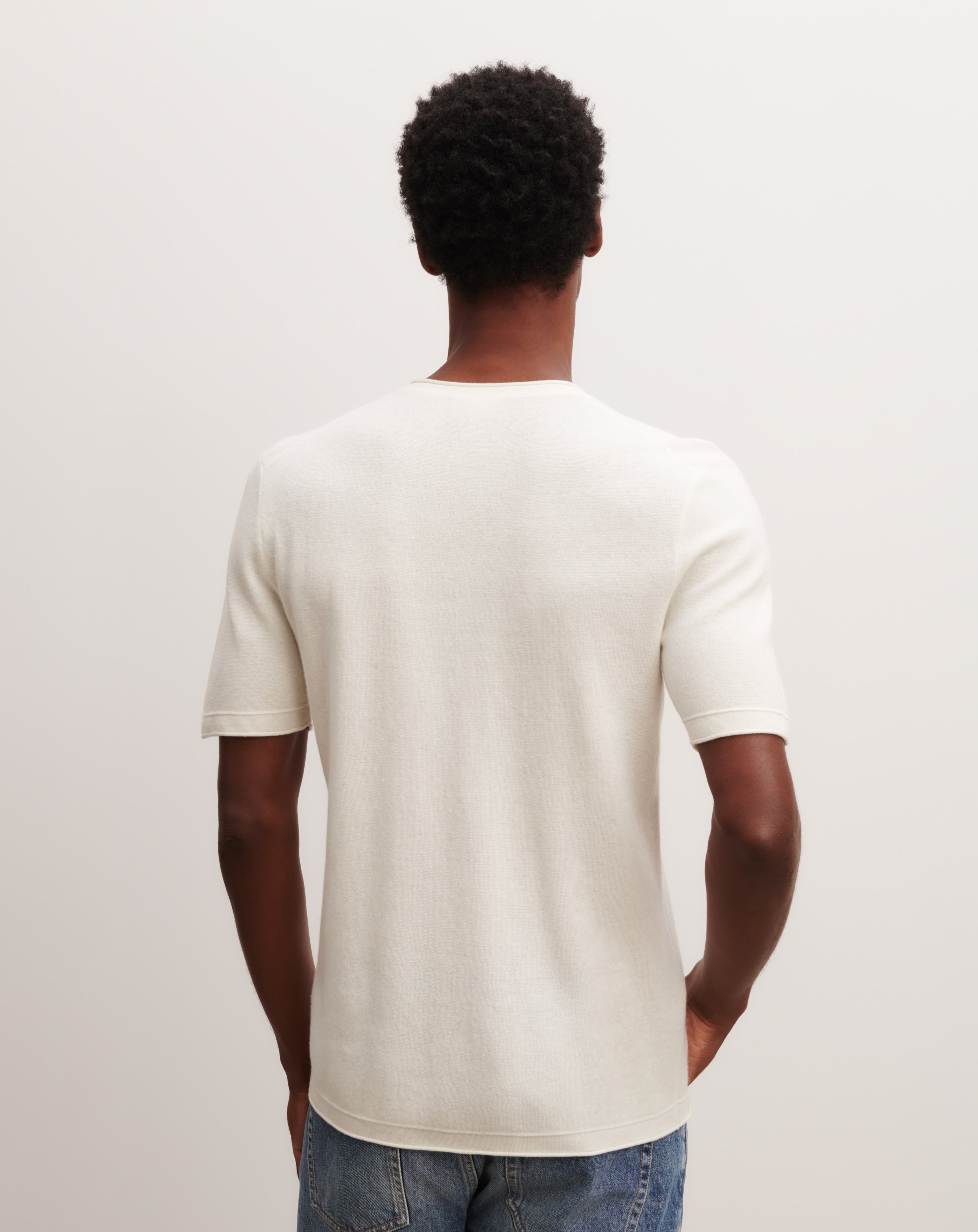 T-shirt col tunisien-NATUREL-70% coton 30% cachemire