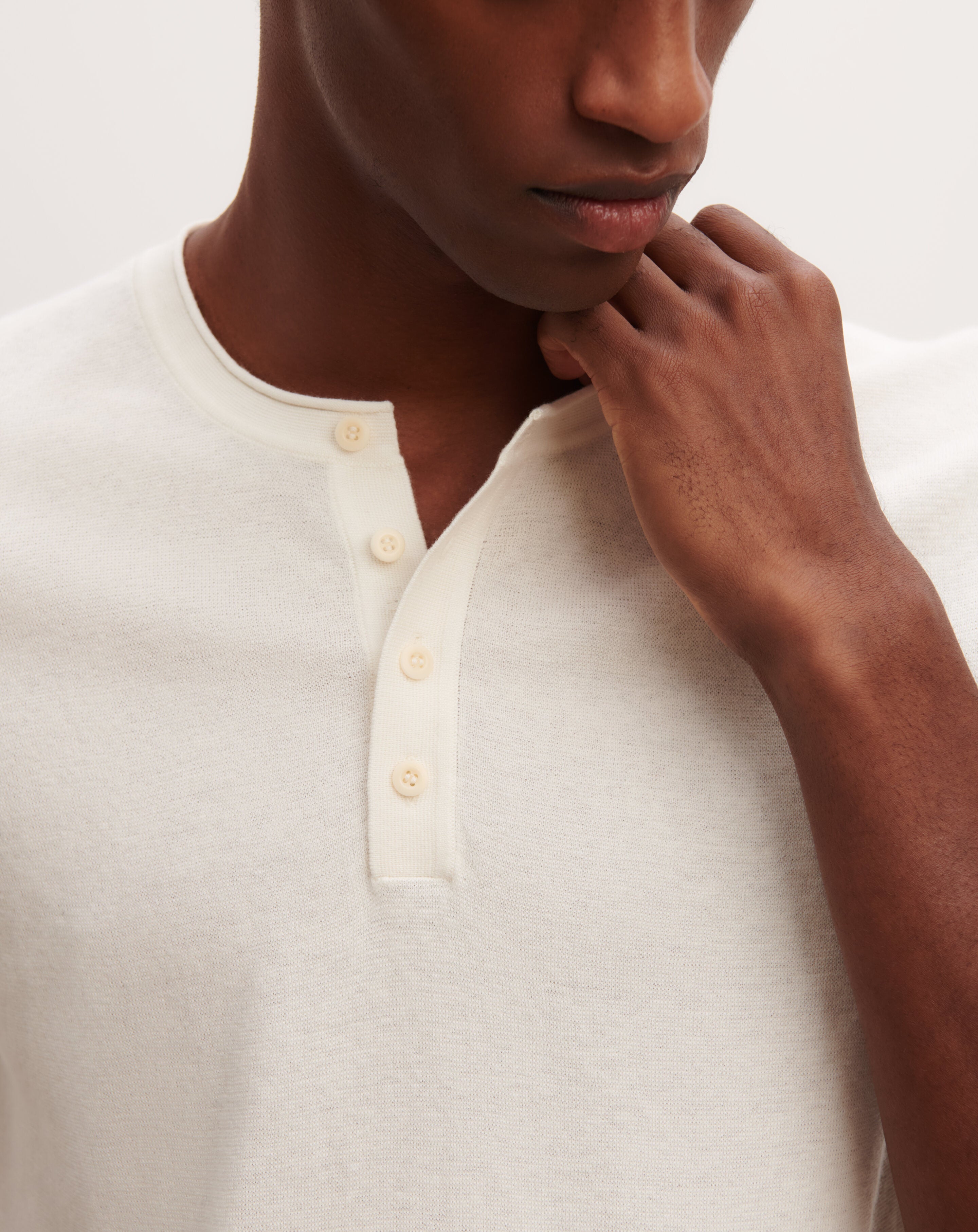 T-shirt col tunisien-NATUREL-70% coton 30% cachemire