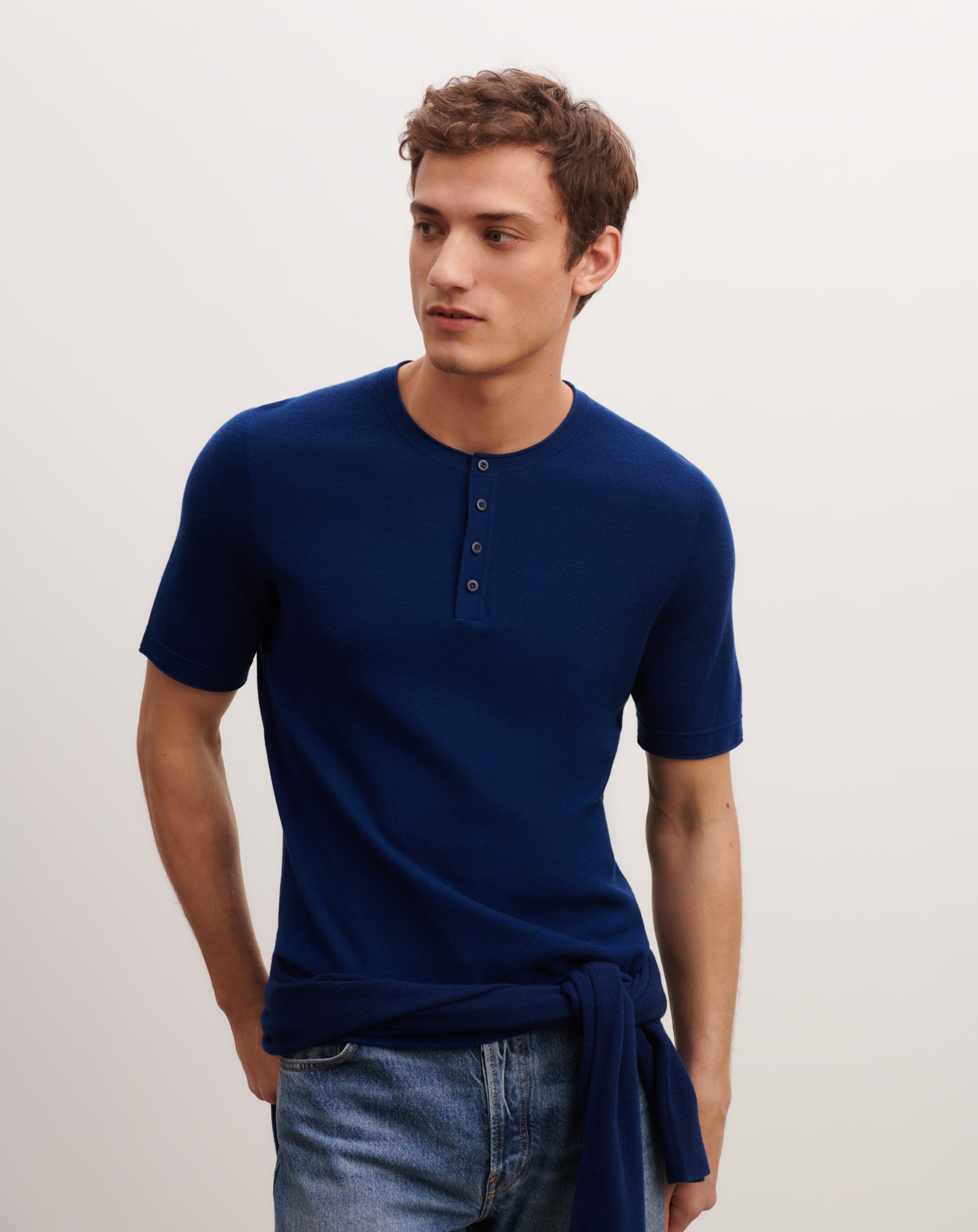 T-shirt col tunisien-AMIRAL-70% coton 30% cachemire