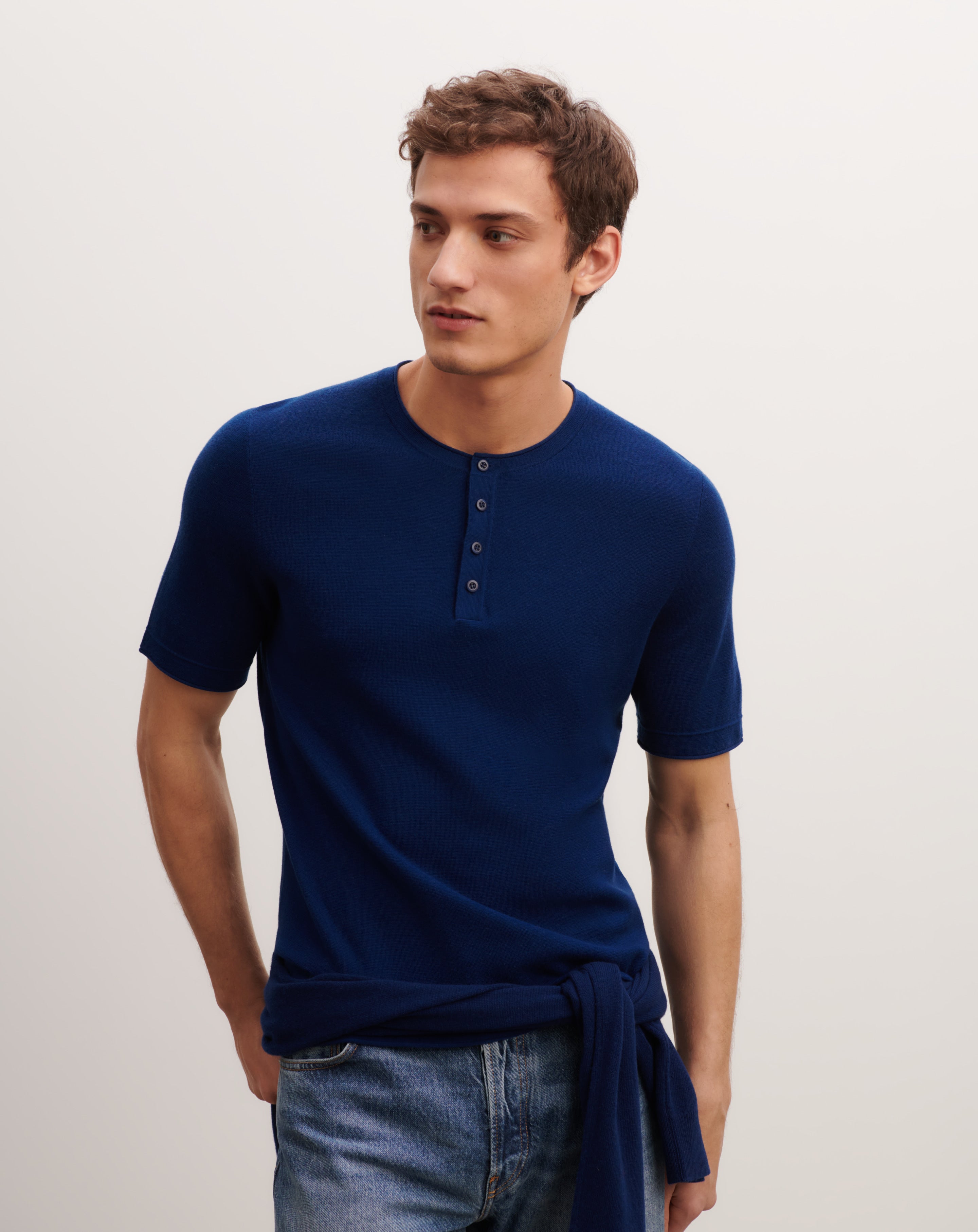 T-shirt col tunisien-AMIRAL-70% coton 30% cachemire
