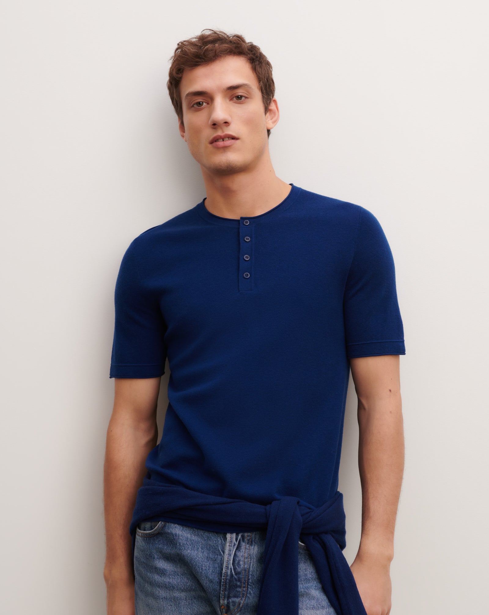 T-shirt col tunisien-AMIRAL-70% coton 30% cachemire