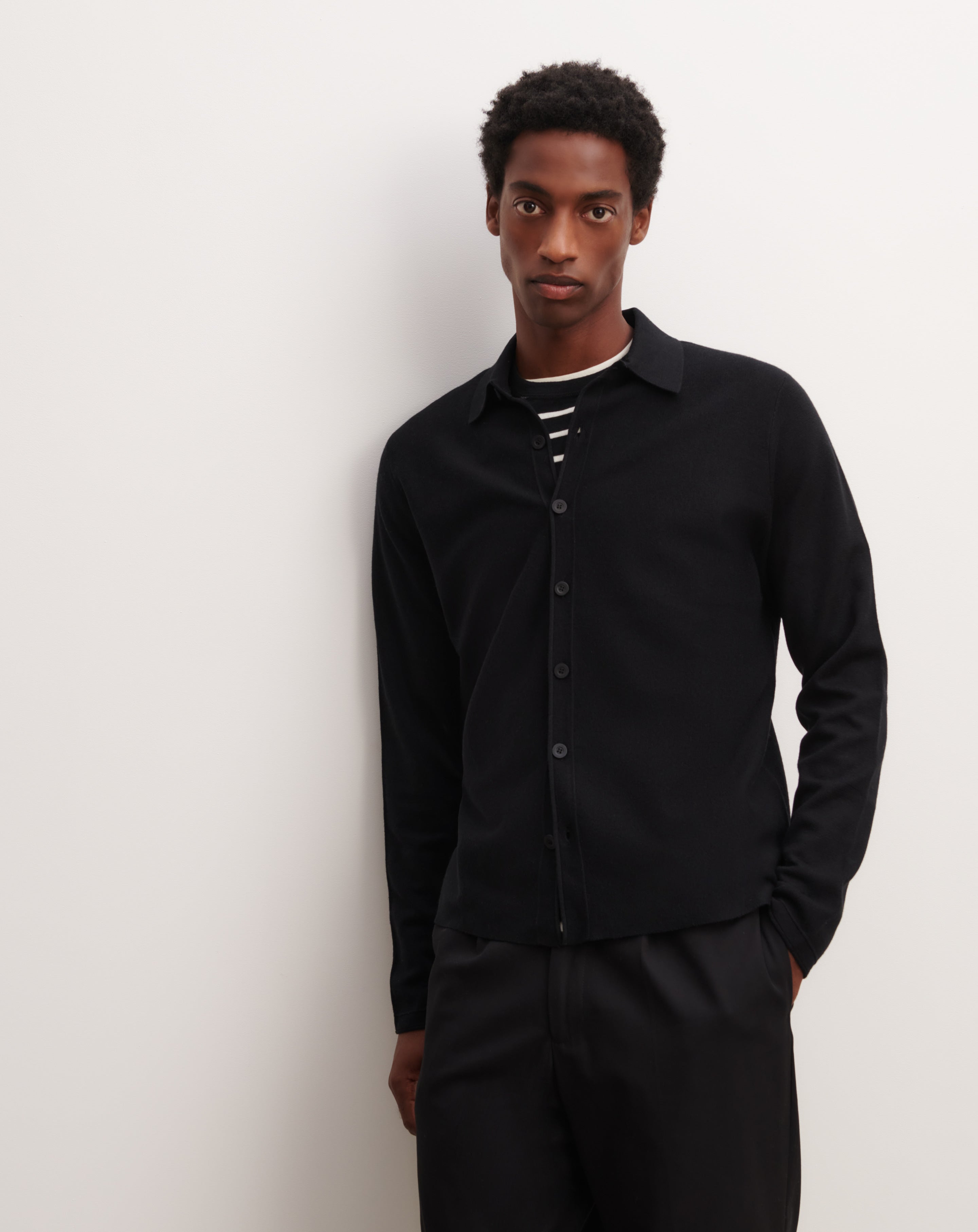 Chemise milano-NOIR-70% coton 30% cachemire
