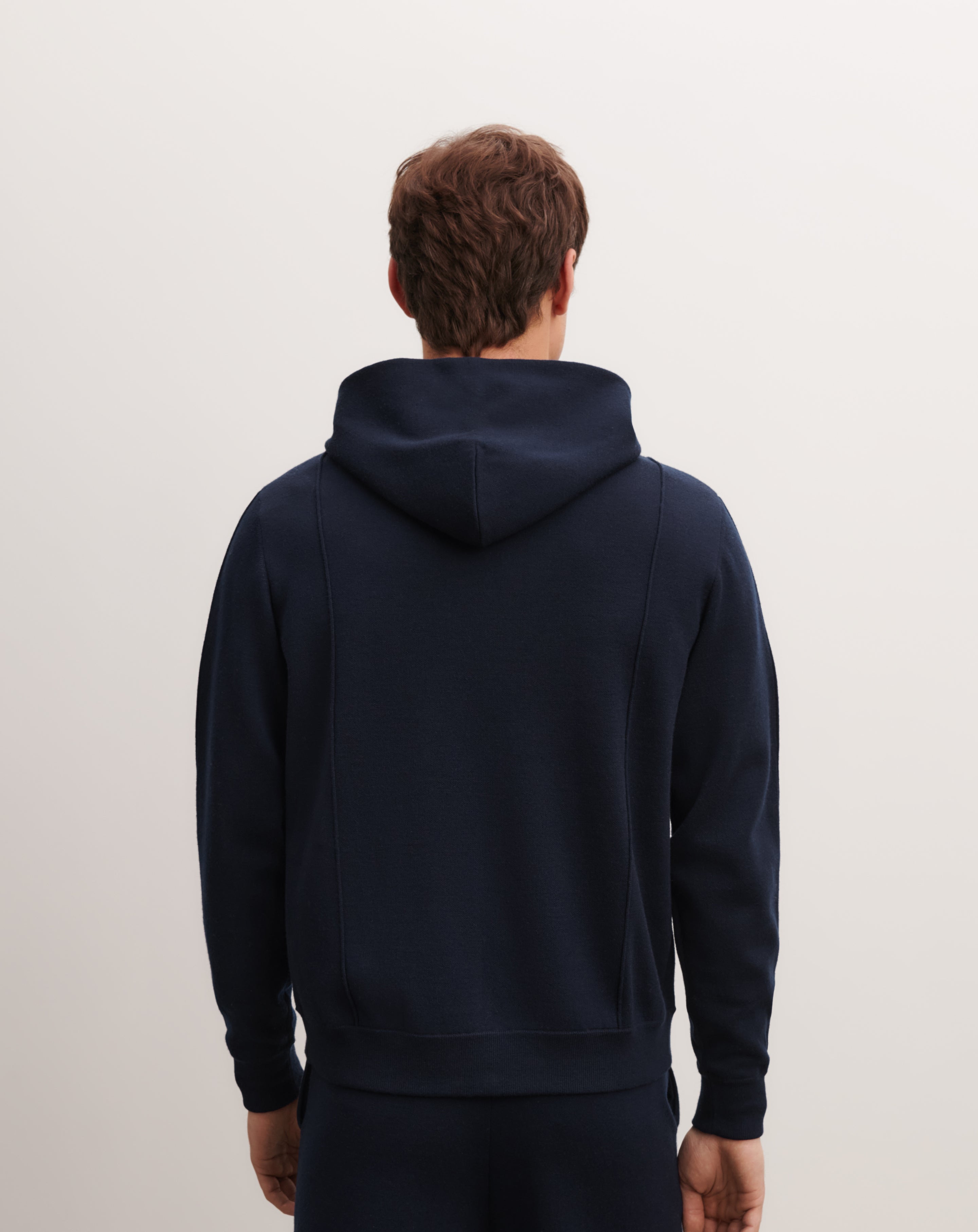 Pull à capuche double face-MARINE-100% laine