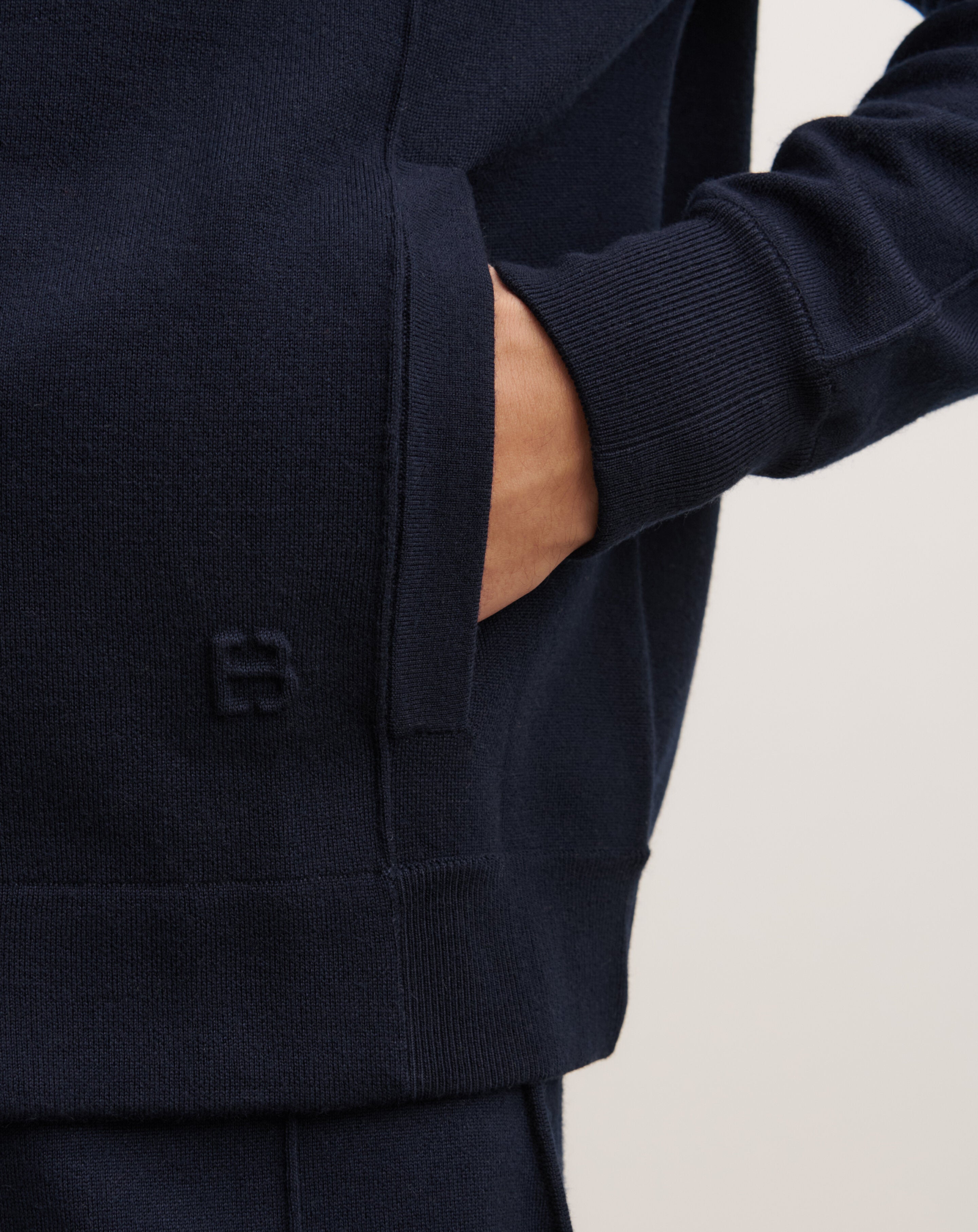 Pull à capuche double face-MARINE-100% laine