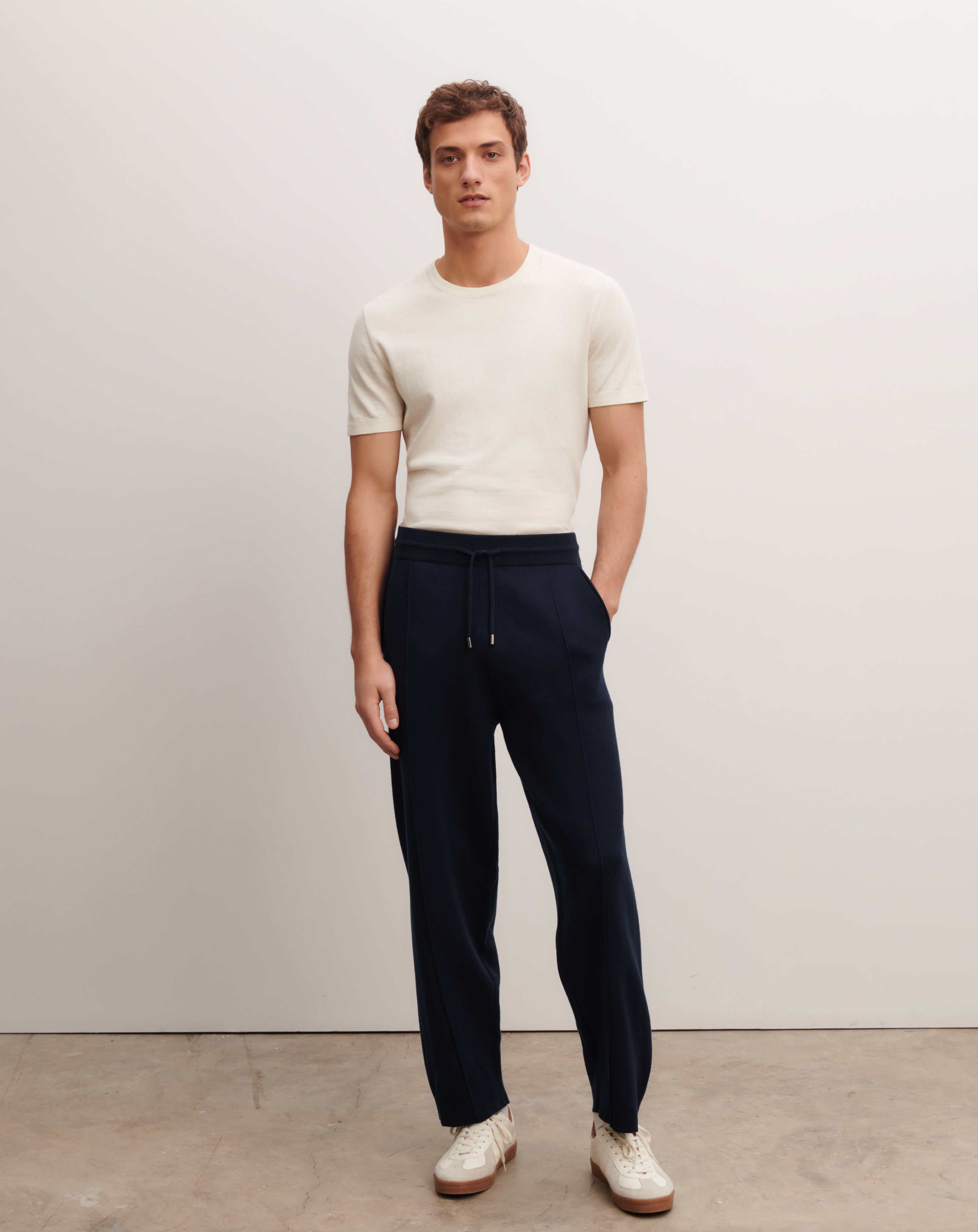 Pantalon double face-MARINE-100% laine