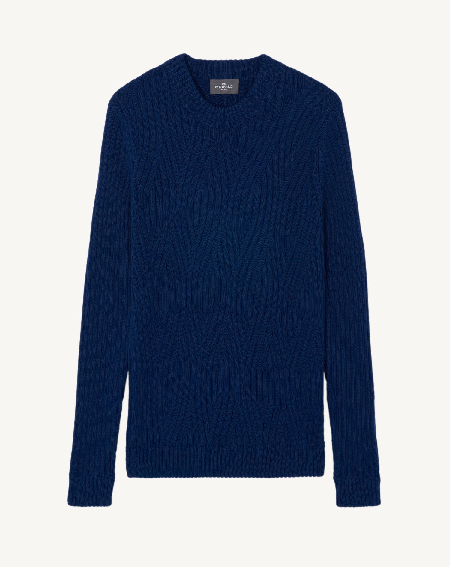 Pull col rond à torsades-AMIRAL-85% pima coton 15% cachemire