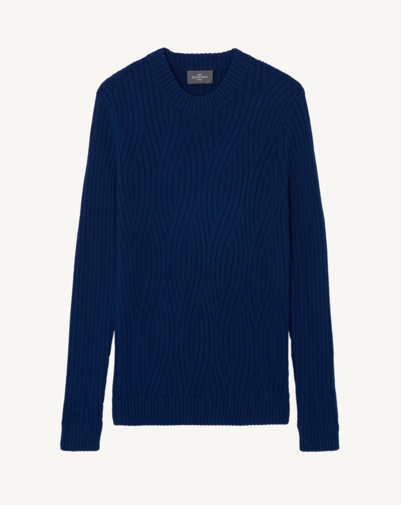 Pull col rond à torsades-AMIRAL-85% pima coton 15% cachemire