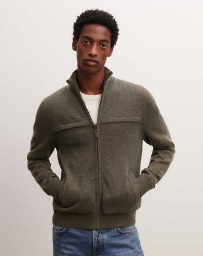 Blouson zippé réversible-KAKI OMBRE-70% laine 30% cachemire doublure : 100% nylon