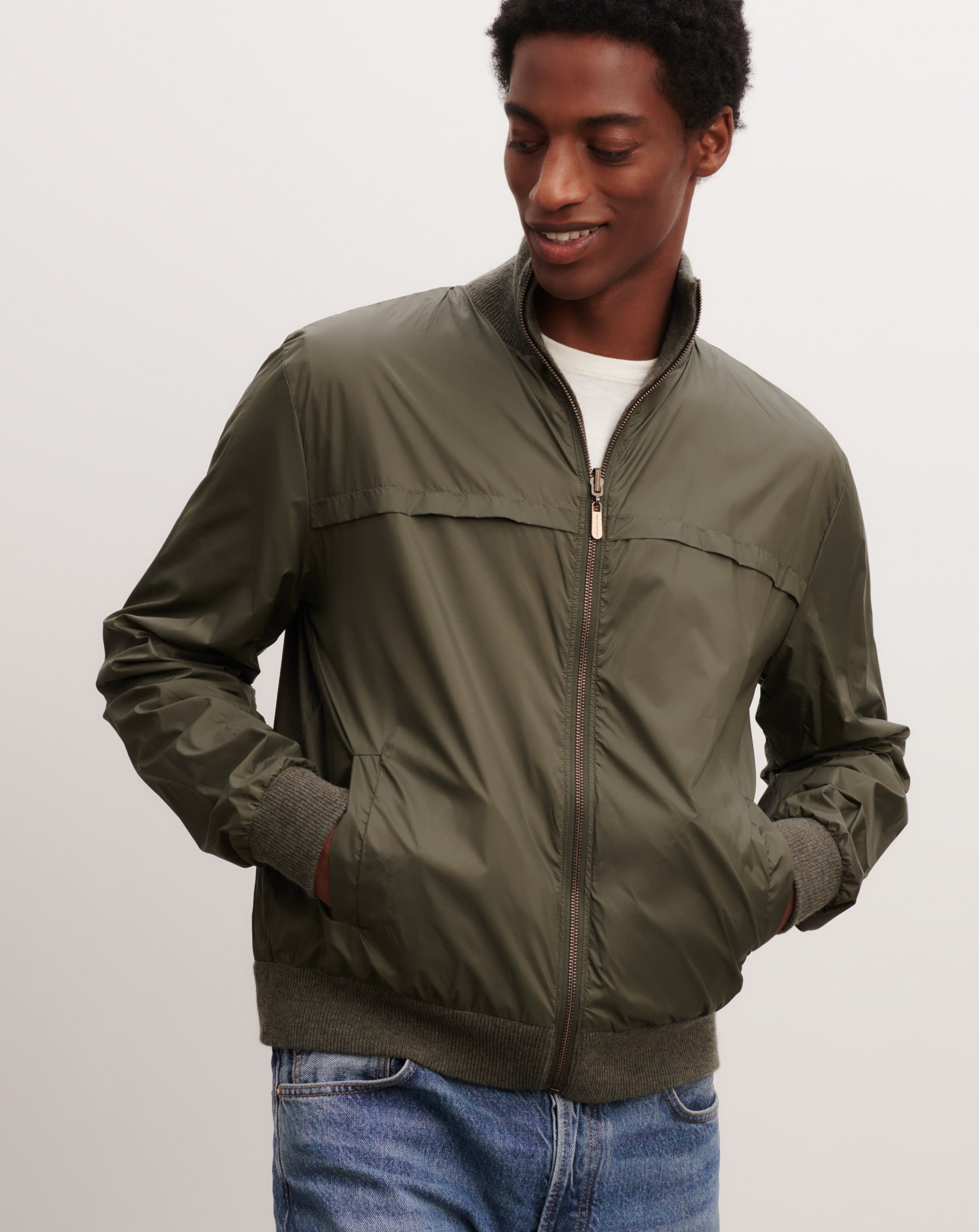 Blouson zippé réversible-KAKI OMBRE-70% laine 30% cachemire doublure : 100% nylon