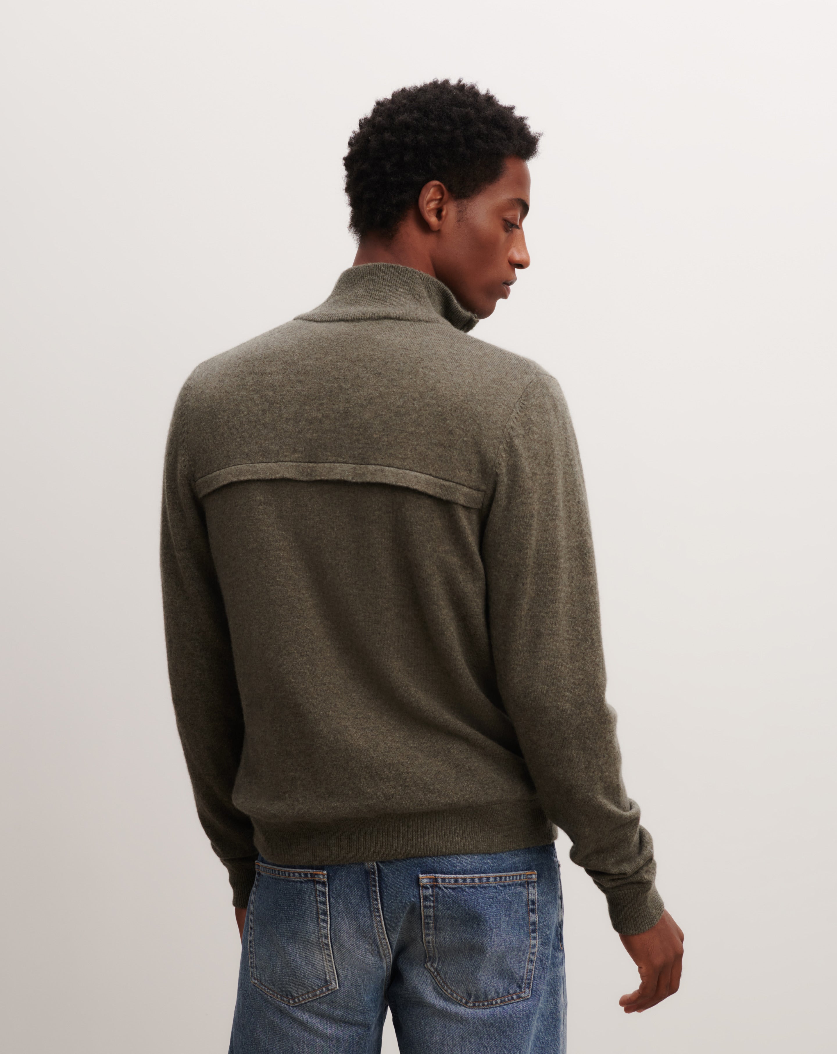 Blouson zippé réversible-KAKI OMBRE-70% laine 30% cachemire doublure : 100% nylon