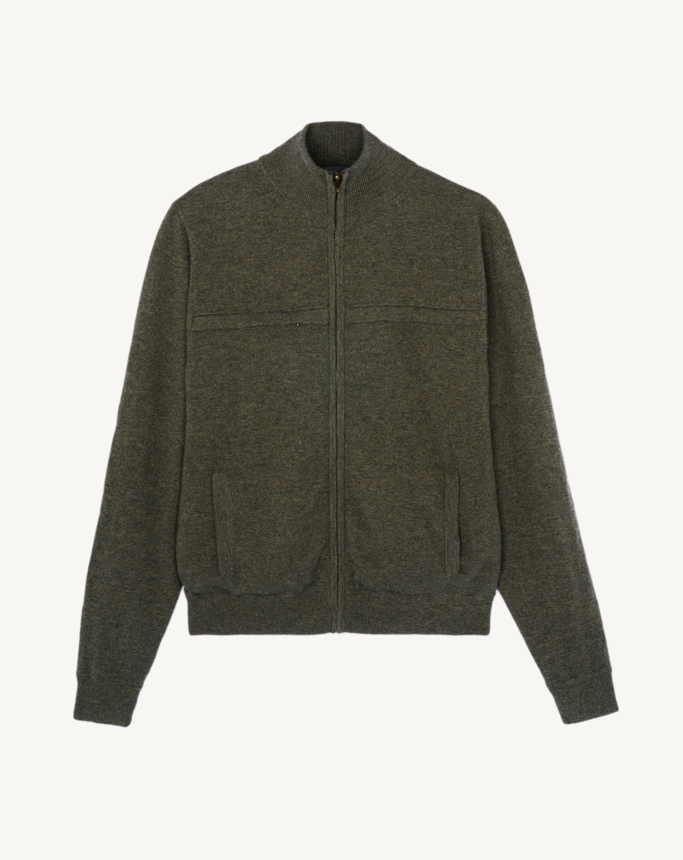 Blouson zippé réversible-KAKI OMBRE-70% laine 30% cachemire doublure : 100% nylon
