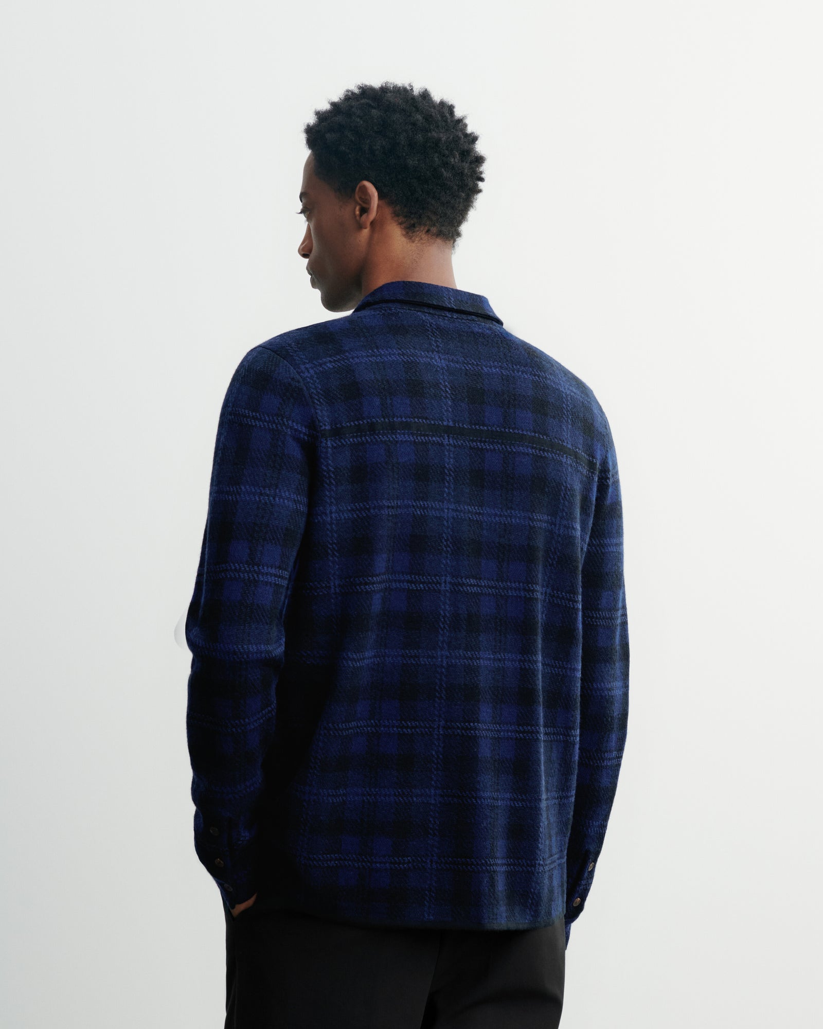 Surchemise tartan-NOIR/MARINE-88% laine 12% cachemire