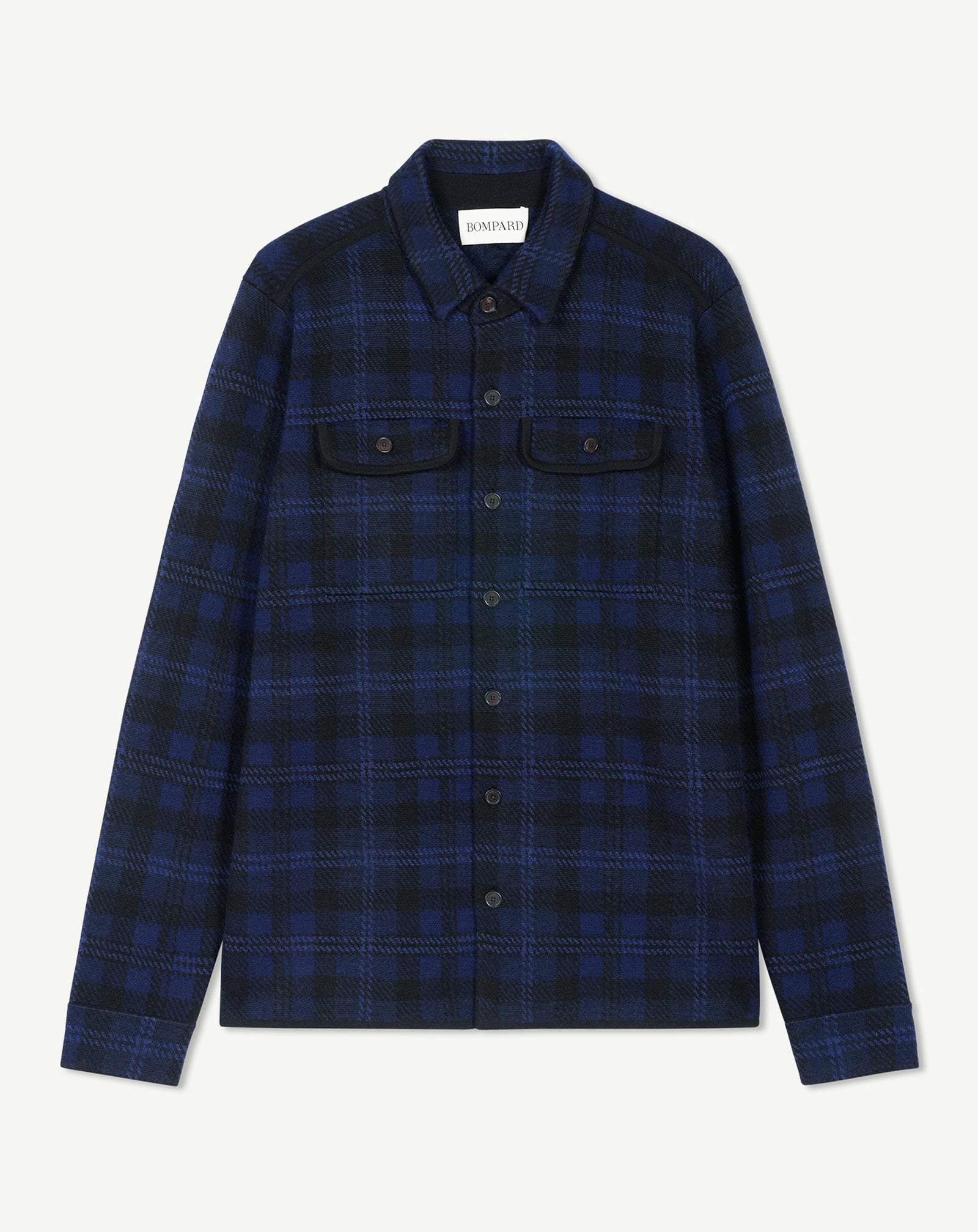 Surchemise tartan-NOIR/MARINE-88% laine 12% cachemire