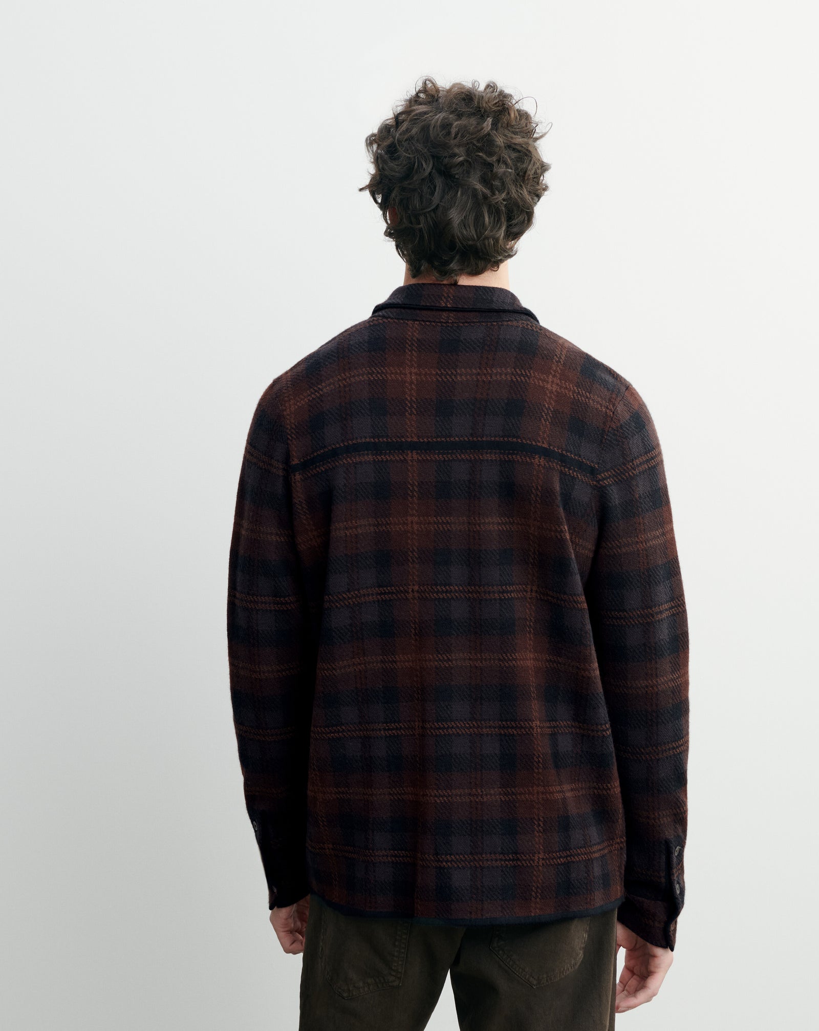 Surchemise tartan-CHOCOLAT/NOIR-88% laine 12% cachemire