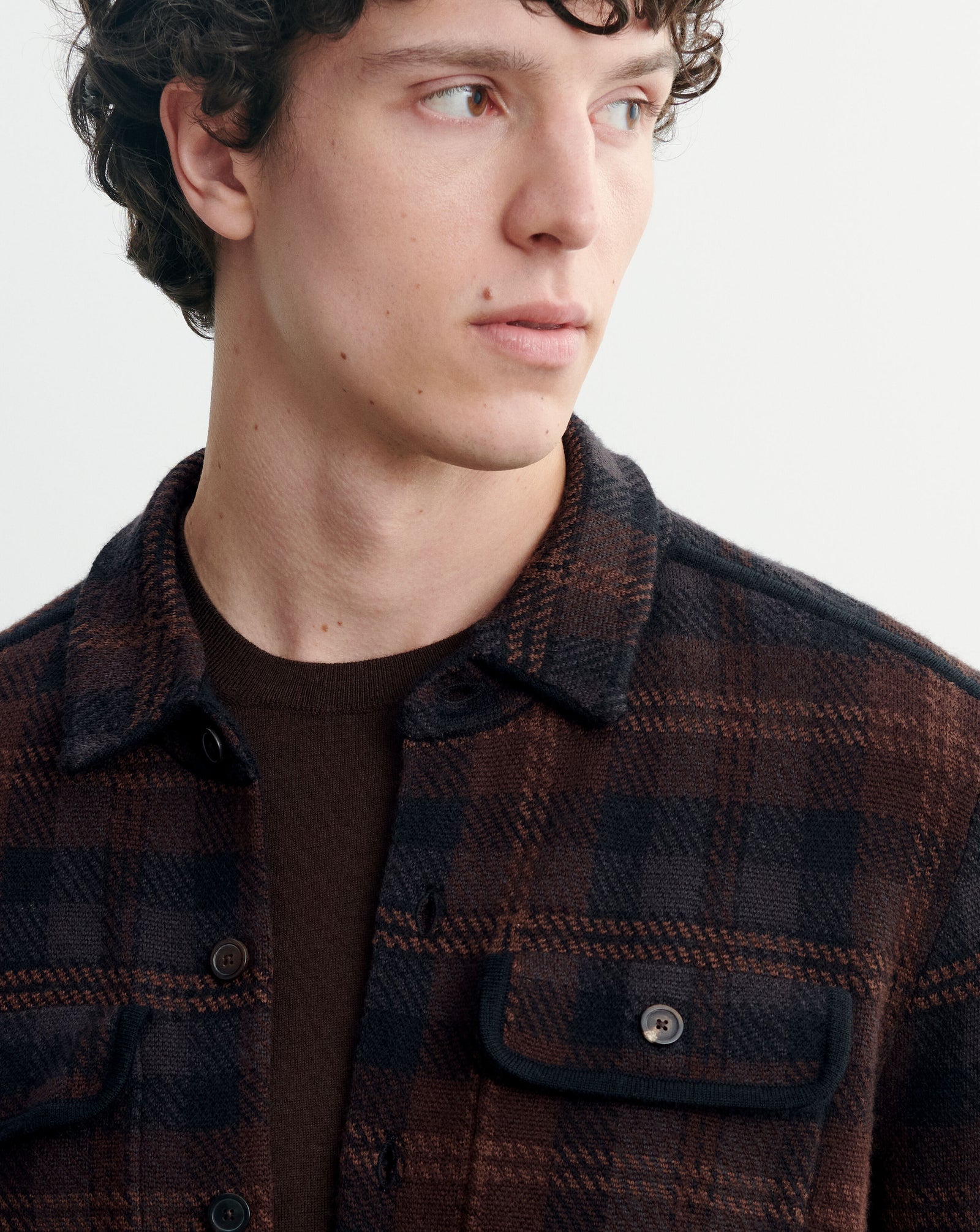 Surchemise tartan-CHOCOLAT/NOIR-88% laine 12% cachemire