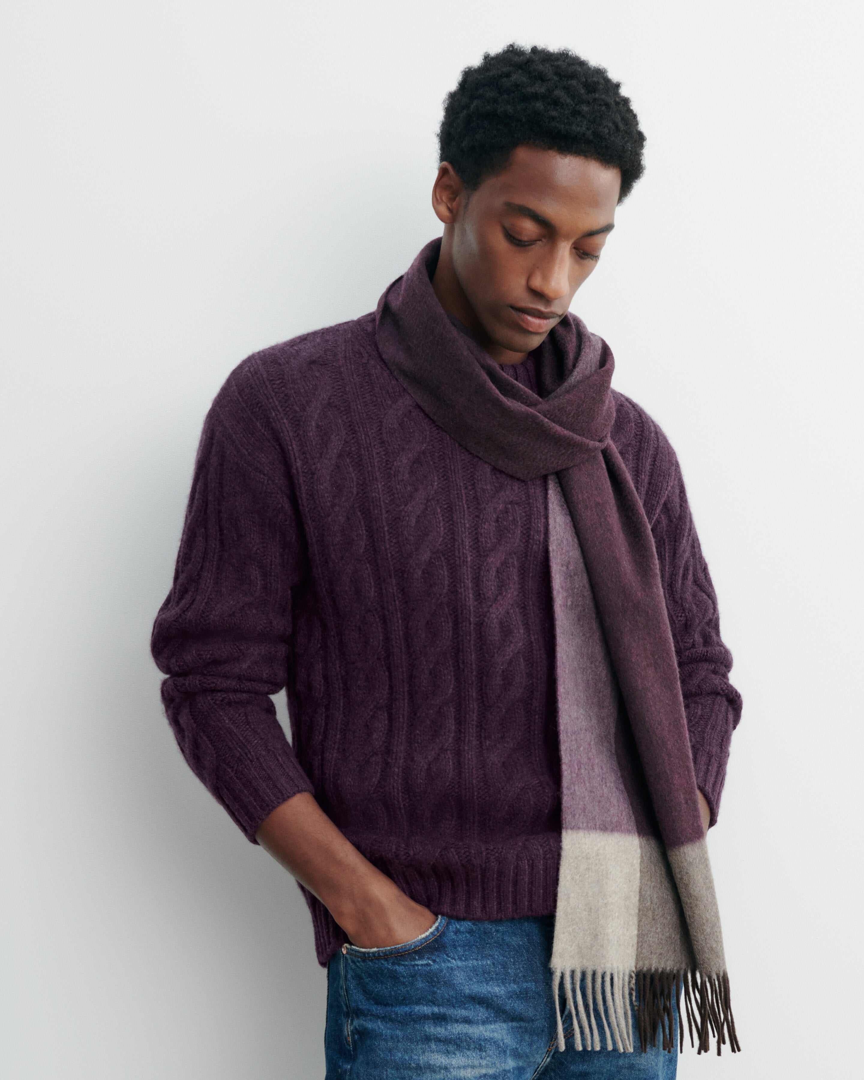 Pull col rond à torsades-MURE-100% cachemire