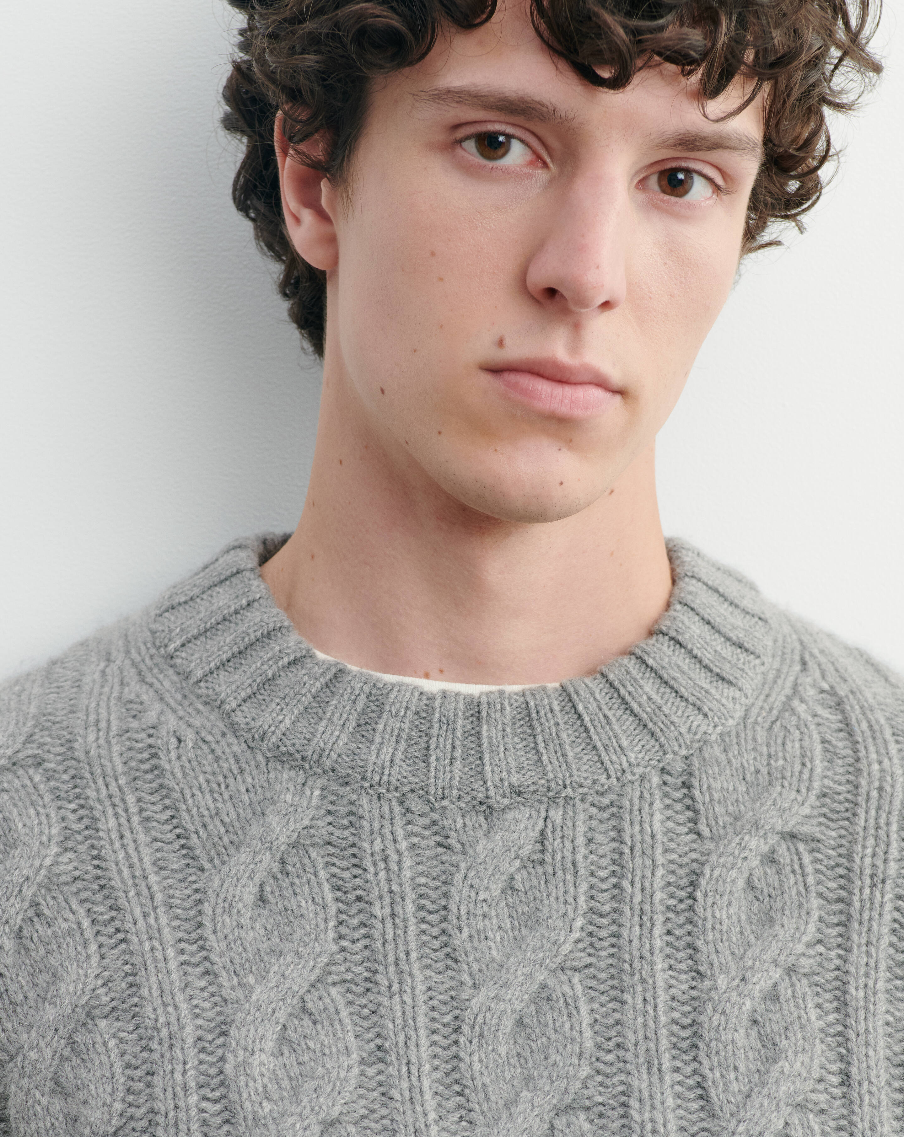 Pull col rond à torsades-GRIS METEORITE-100% cachemire