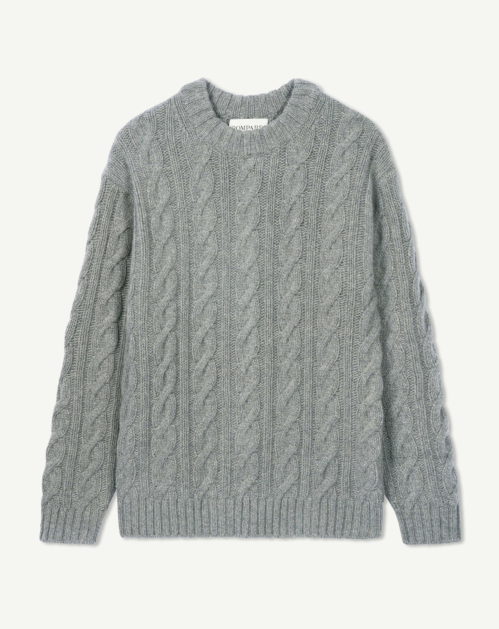 Pull col rond à torsades-GRIS METEORITE-100% cachemire