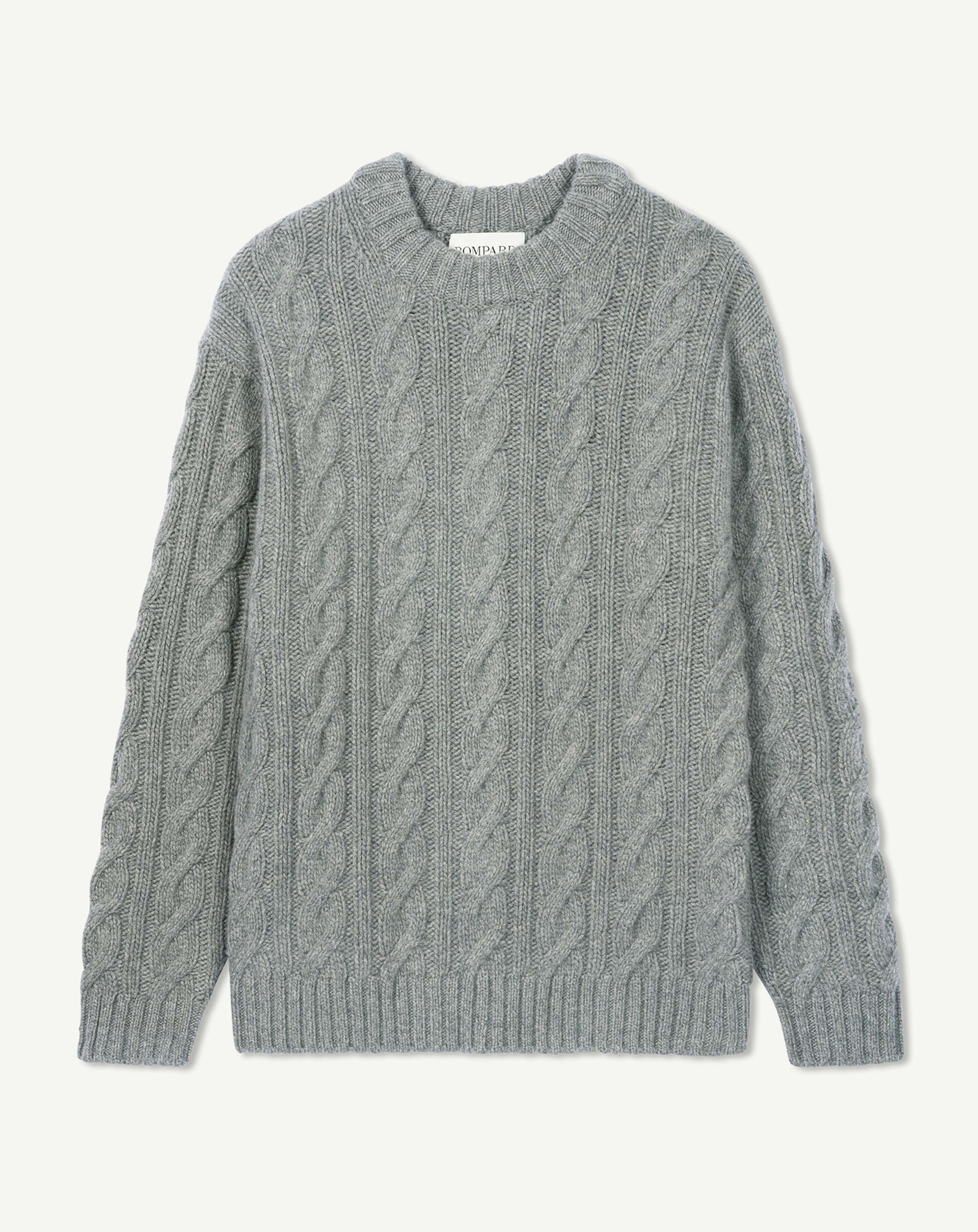 Pull col rond à torsades-GRIS METEORITE-100% cachemire