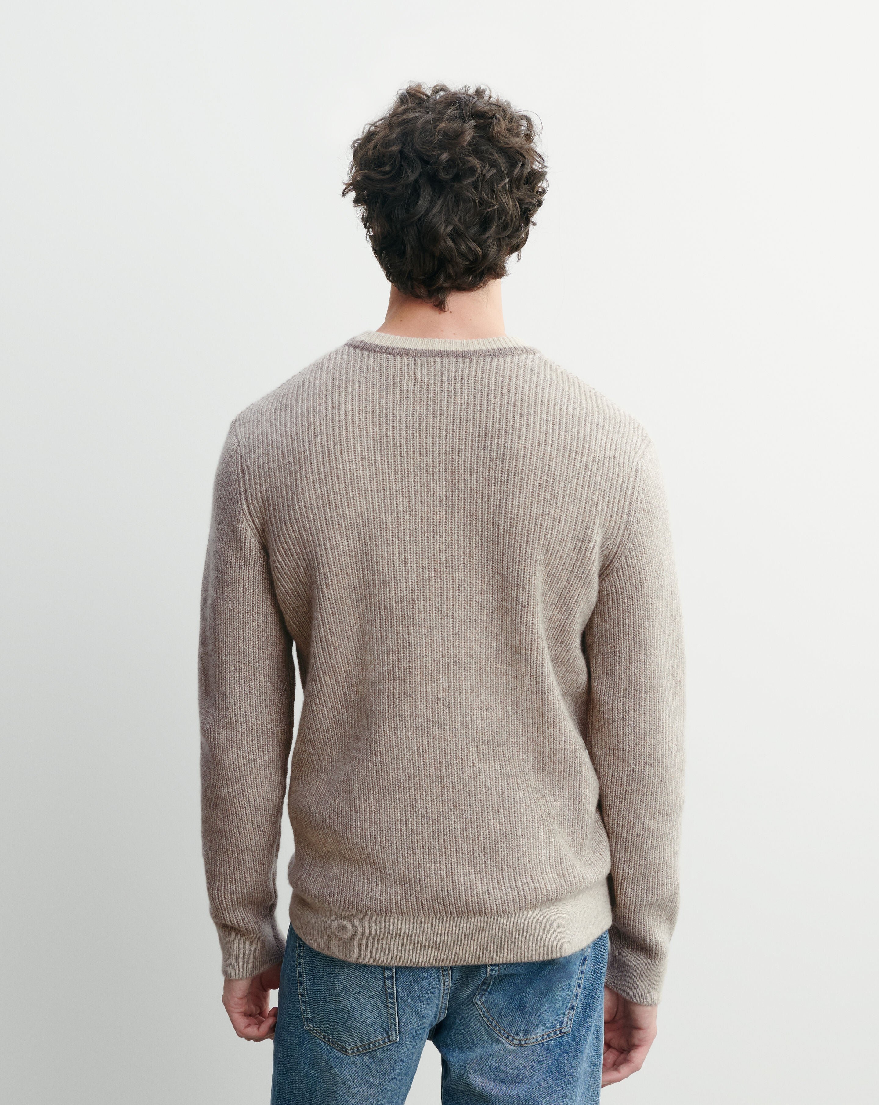 Pull col rond vanisé-AVOINE/MILLET-100% cachemire