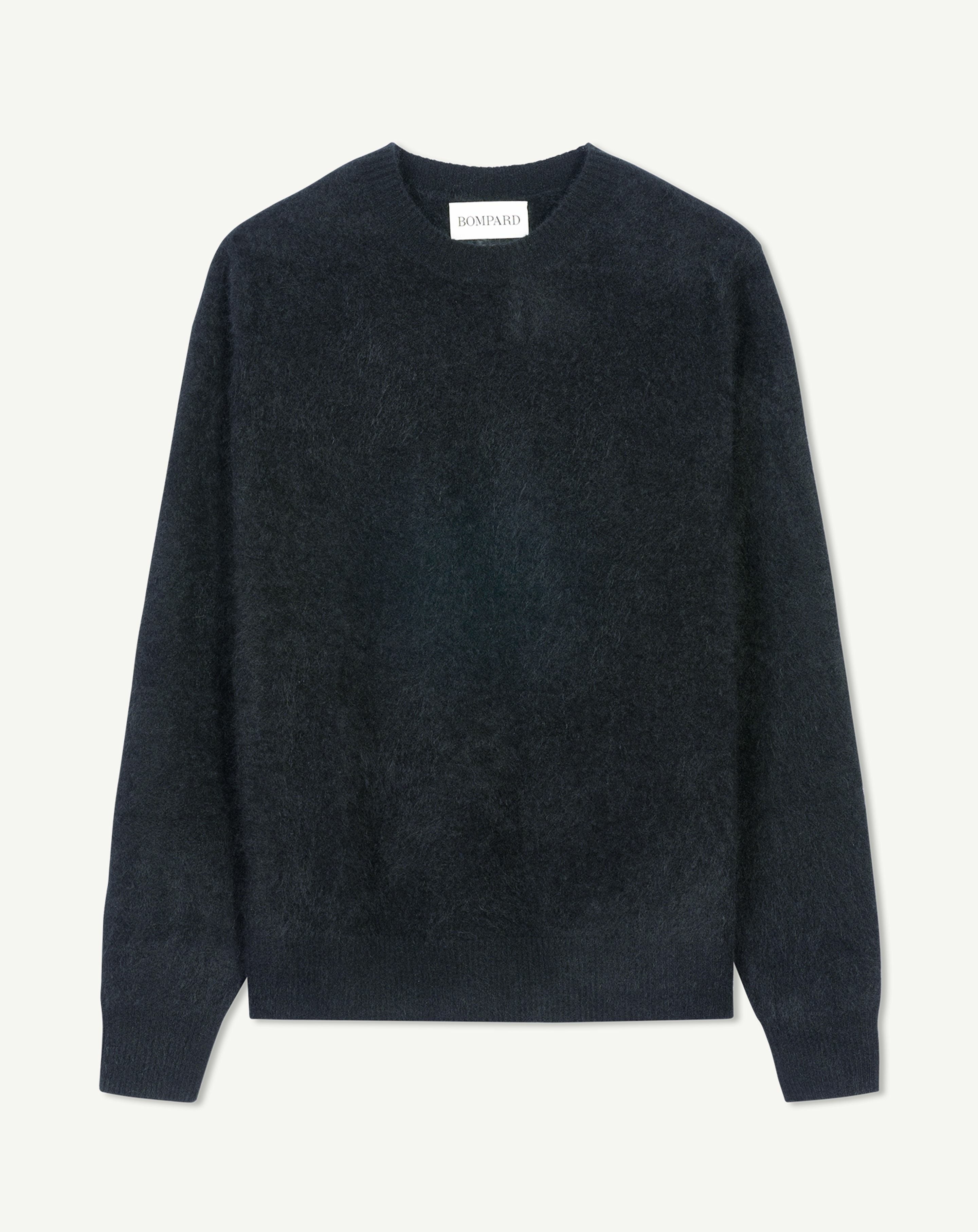 Brushed cashmere round neck pullover in Cashmere Men black | Eric