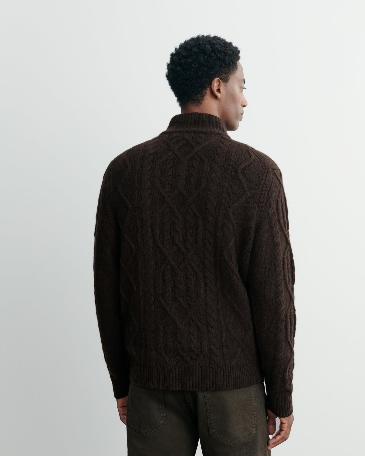 Pull camionneur torsadé-CHOCOLAT-100% cachemire