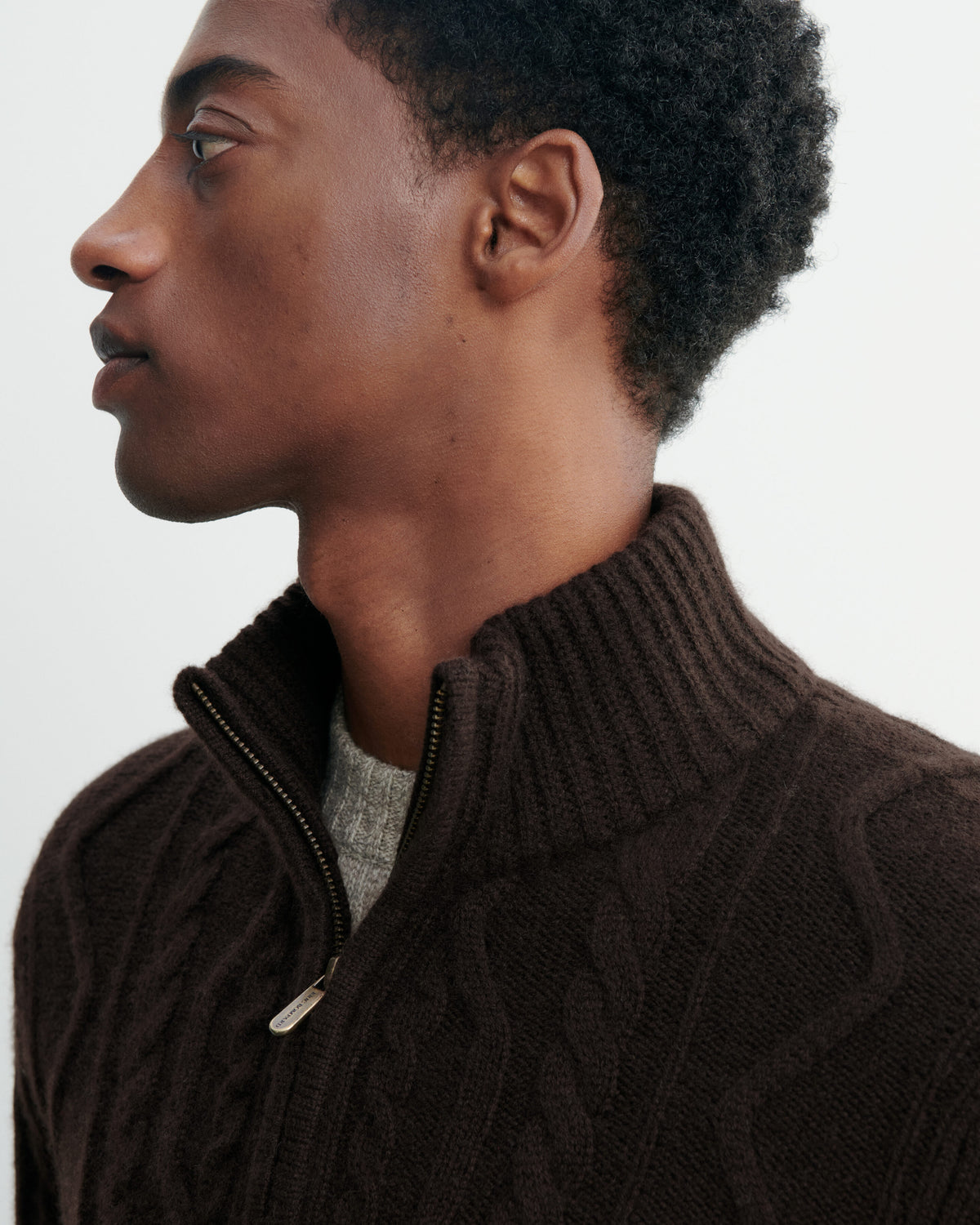 Pull camionneur torsadé-CHOCOLAT-100% cachemire