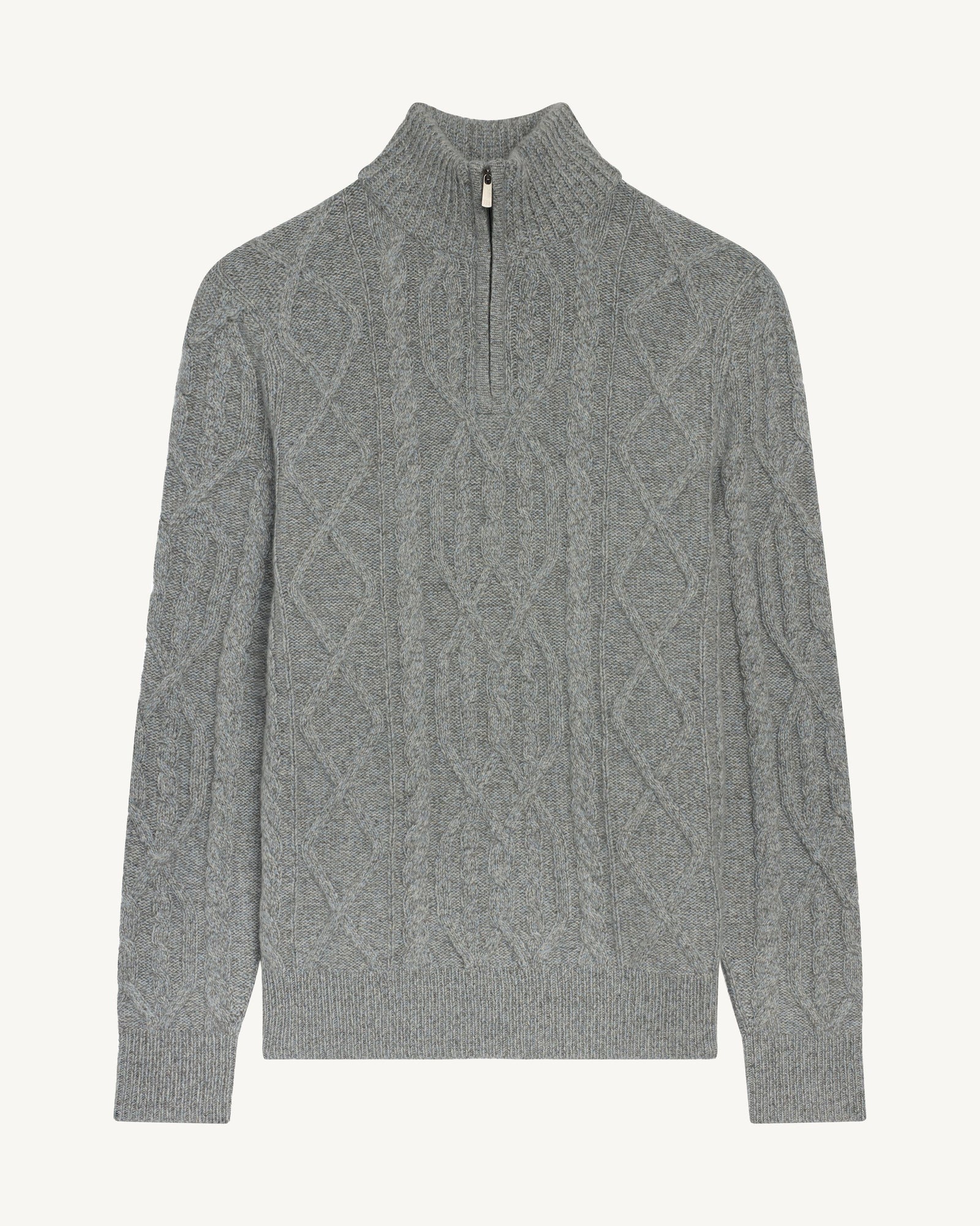 Pull camionneur torsadé-BLEU GLACIER/METEORITE/GRIS ARGENTE-100% cachemire