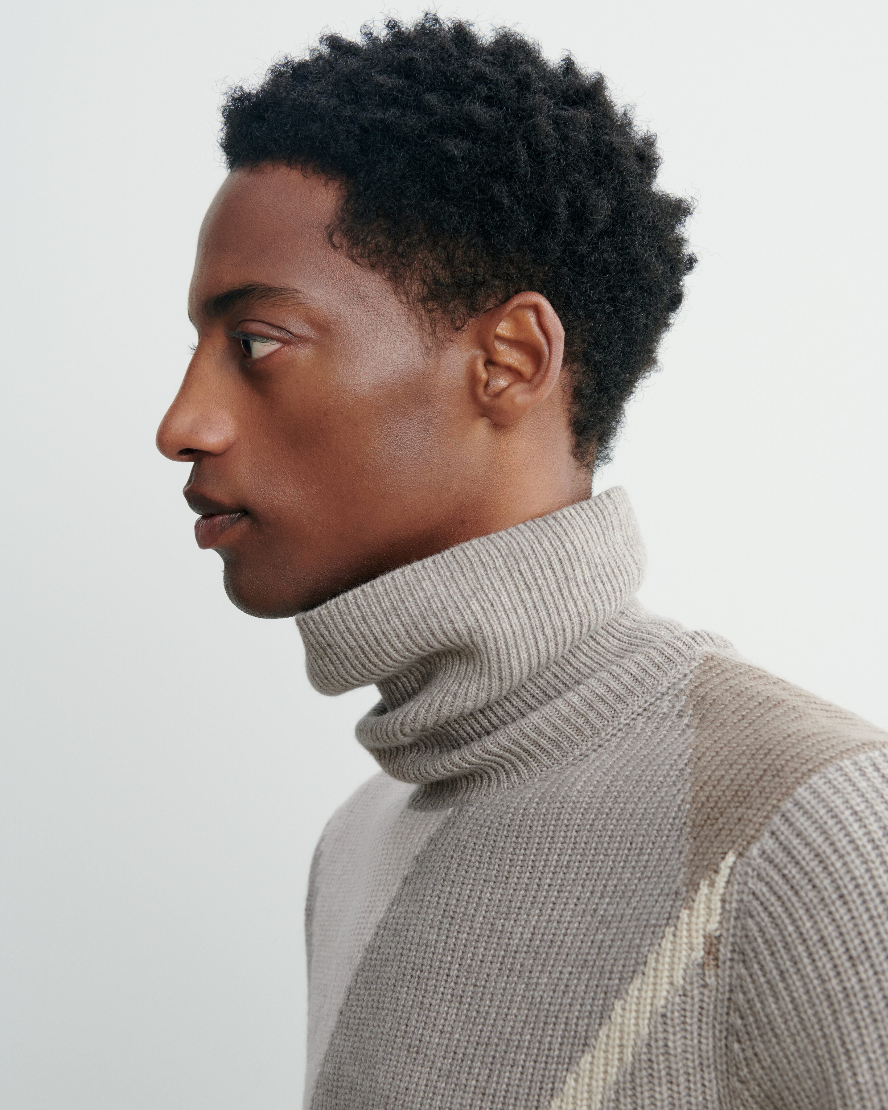 Pull col montant argyle-MILLET-100% cachemire