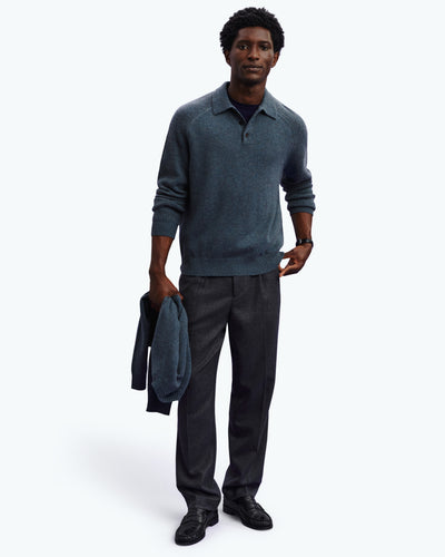 Polo emmanchures raglan-BLEU GRANIT-70% cachemire 30% soie