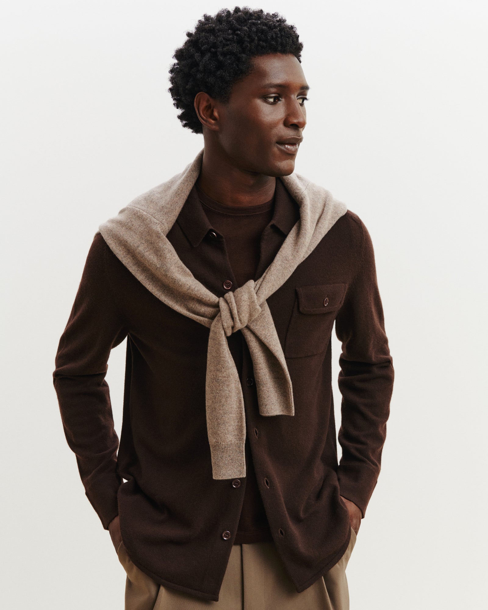 Chemise Clyde-CHOCOLAT-100% cachemire