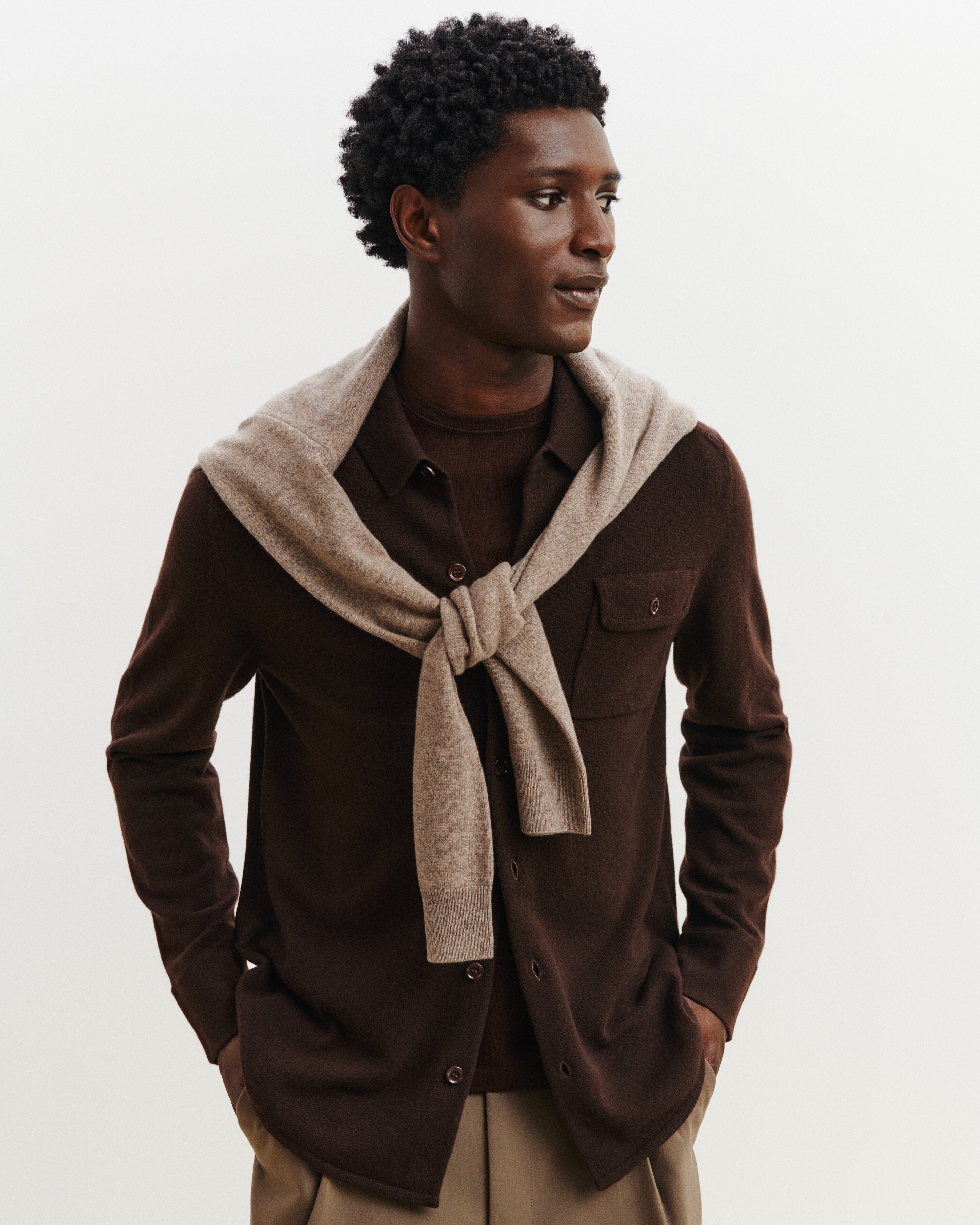 Chemise Clyde-CHOCOLAT-100% cachemire