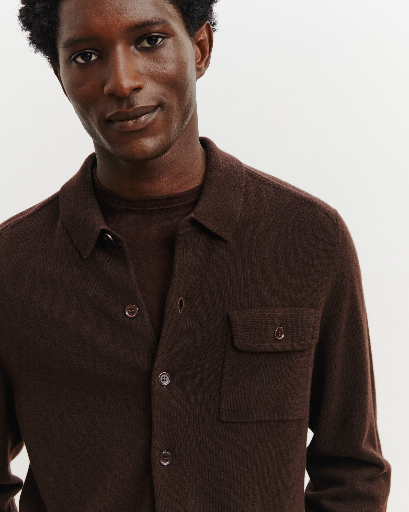 Chemise Clyde-CHOCOLAT-100% cachemire