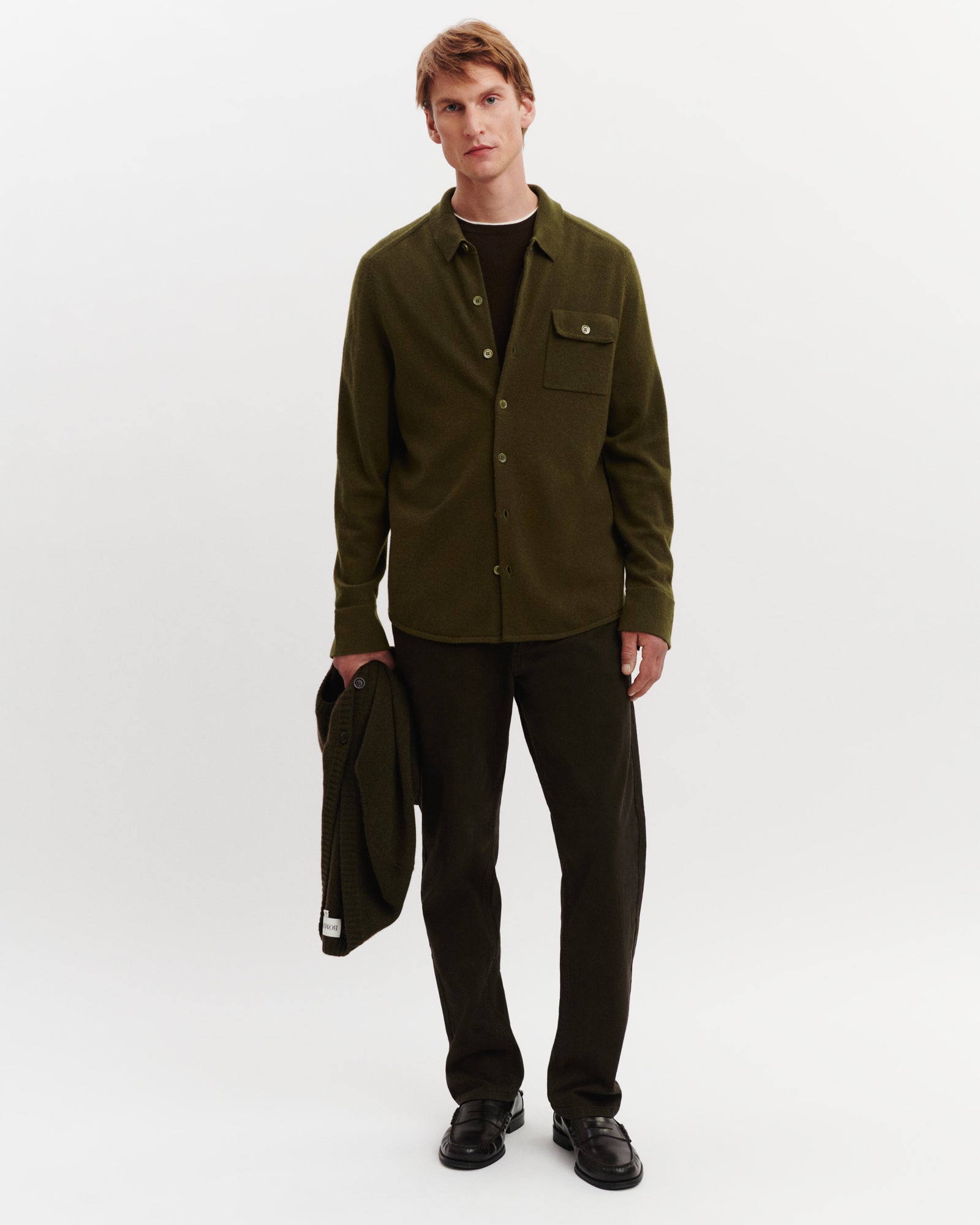 Chemise Clyde-OLIVE-100% cachemire