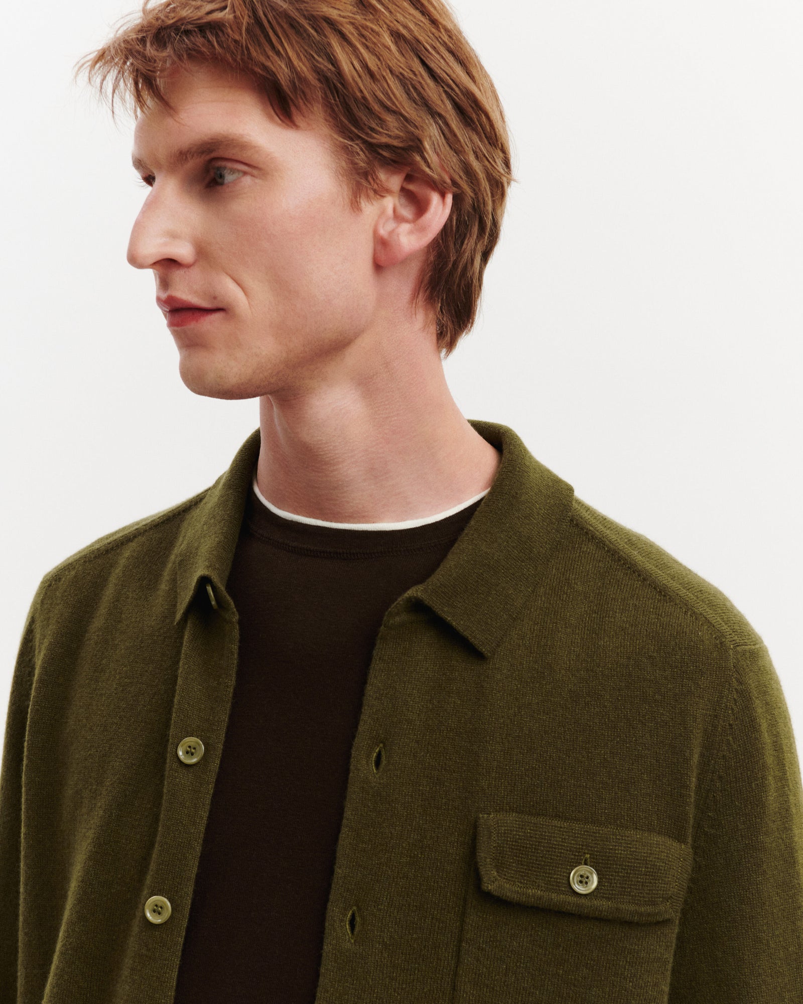 Chemise Clyde-OLIVE-100% cachemire