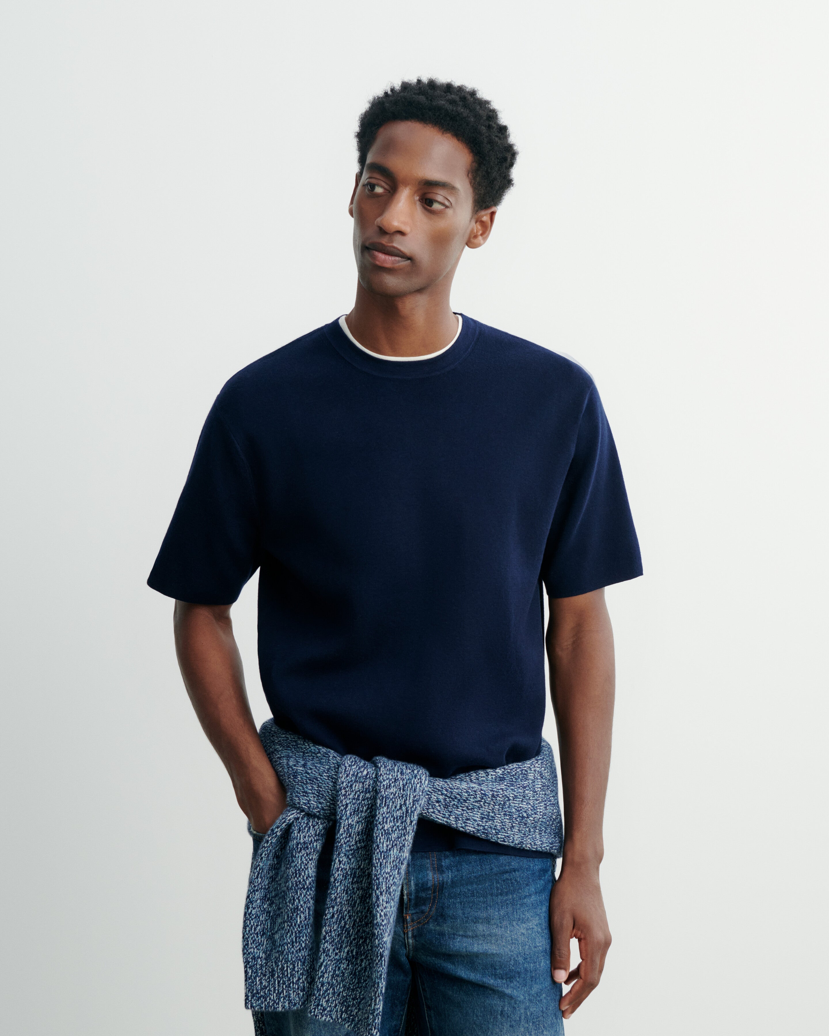 Loose Milano T-shirt in Cotton Men navy blue | Eric Bompard