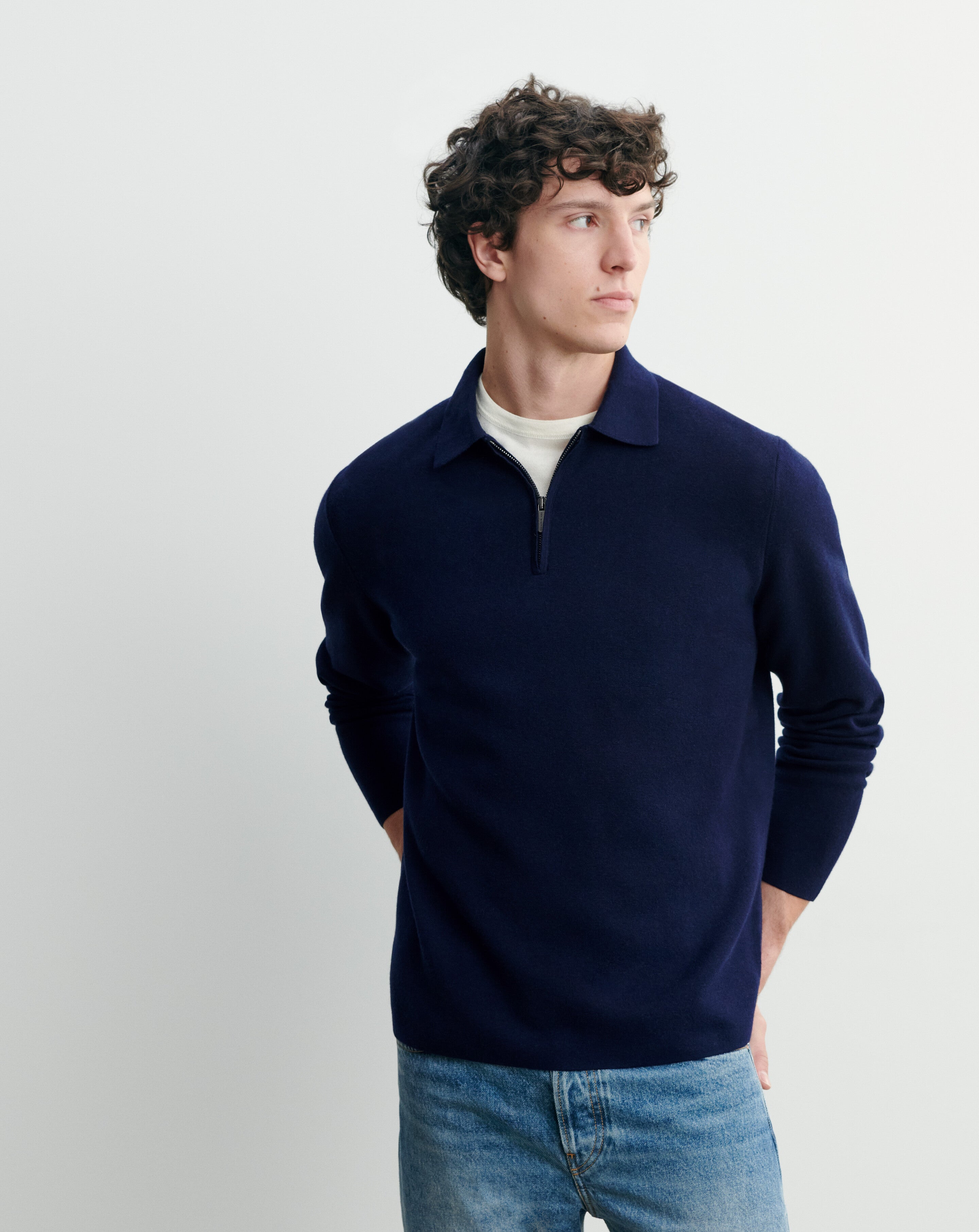 Polo zippé milano-MARINE-85% pima coton 15% cachemire