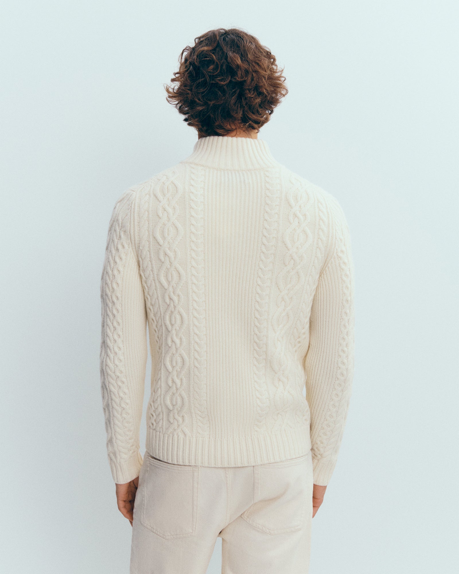 Col camionneur à torsades-ECRU-100% cachemire