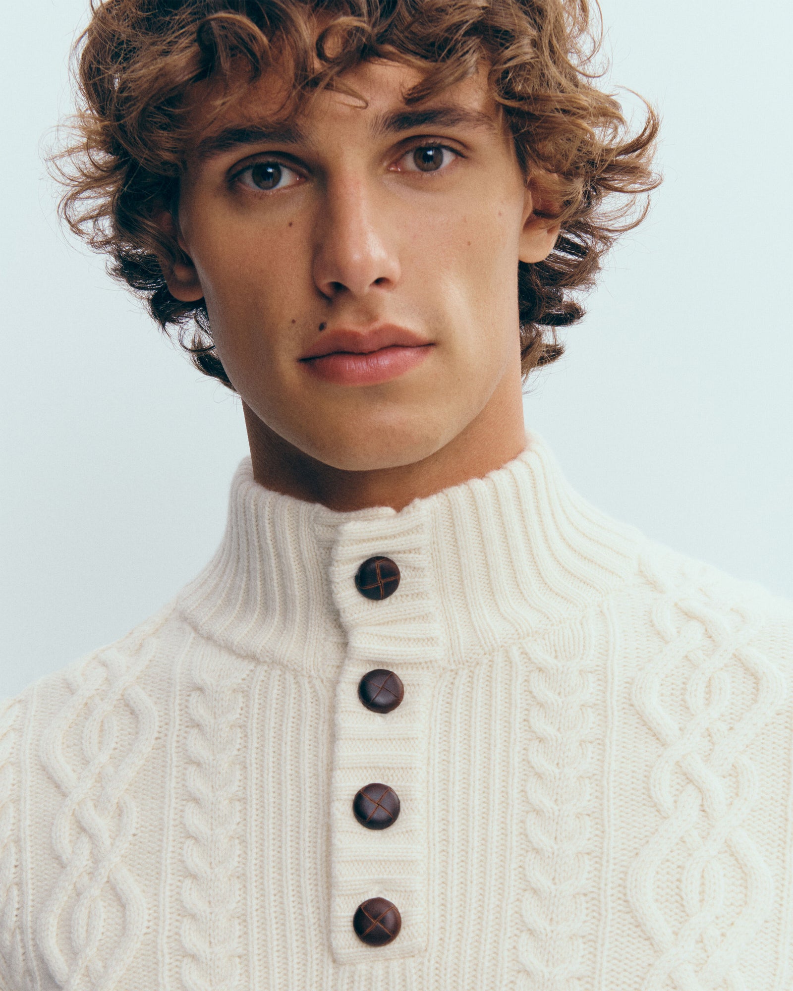 Col camionneur à torsades-ECRU-100% cachemire