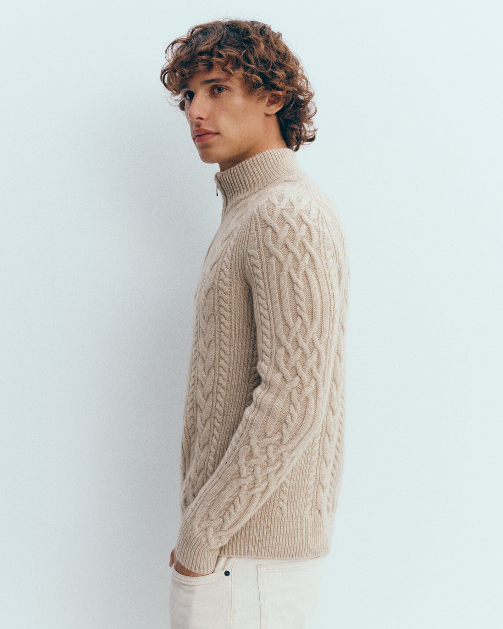 Col camionneur à torsades-GALET-100% cachemire