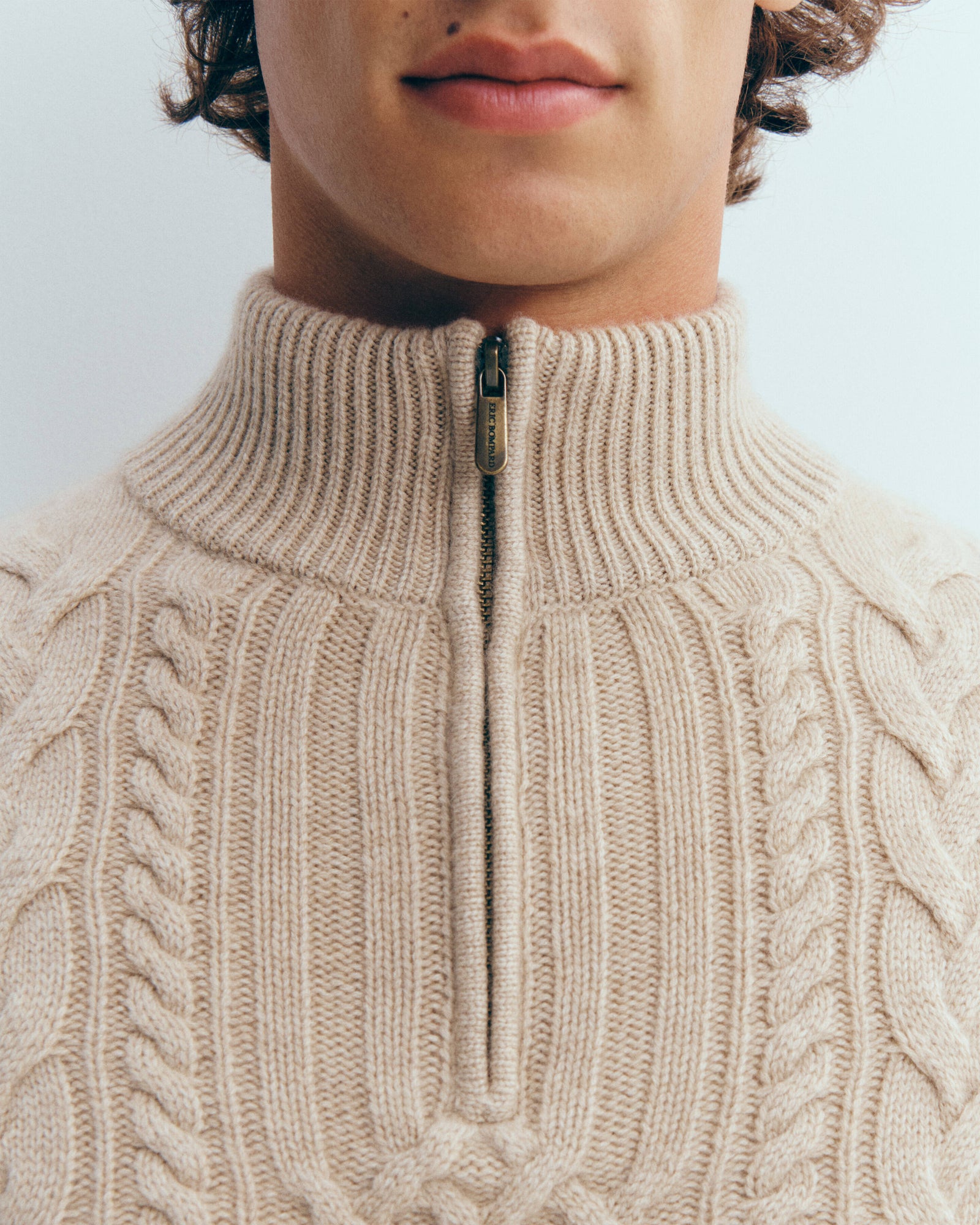 Col camionneur à torsades-GALET-100% cachemire