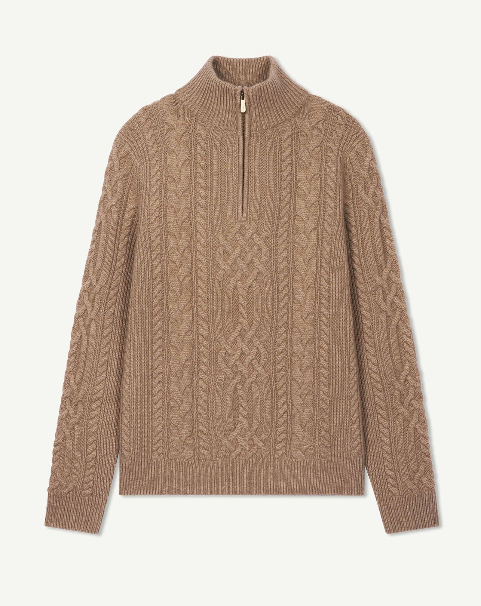 Col camionneur à torsades-GREIGE-100% cachemire