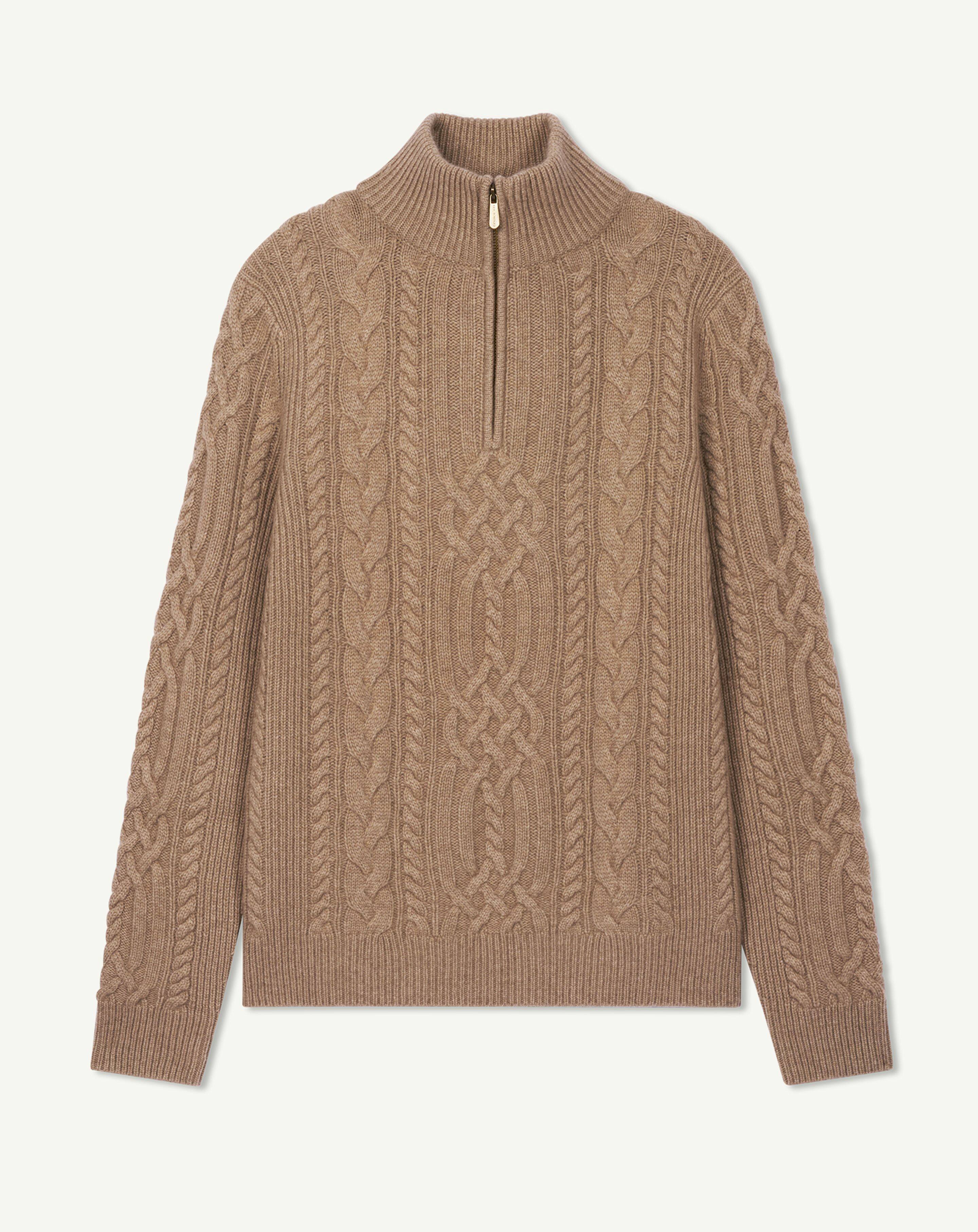 Col camionneur à torsades-GREIGE-100% cachemire