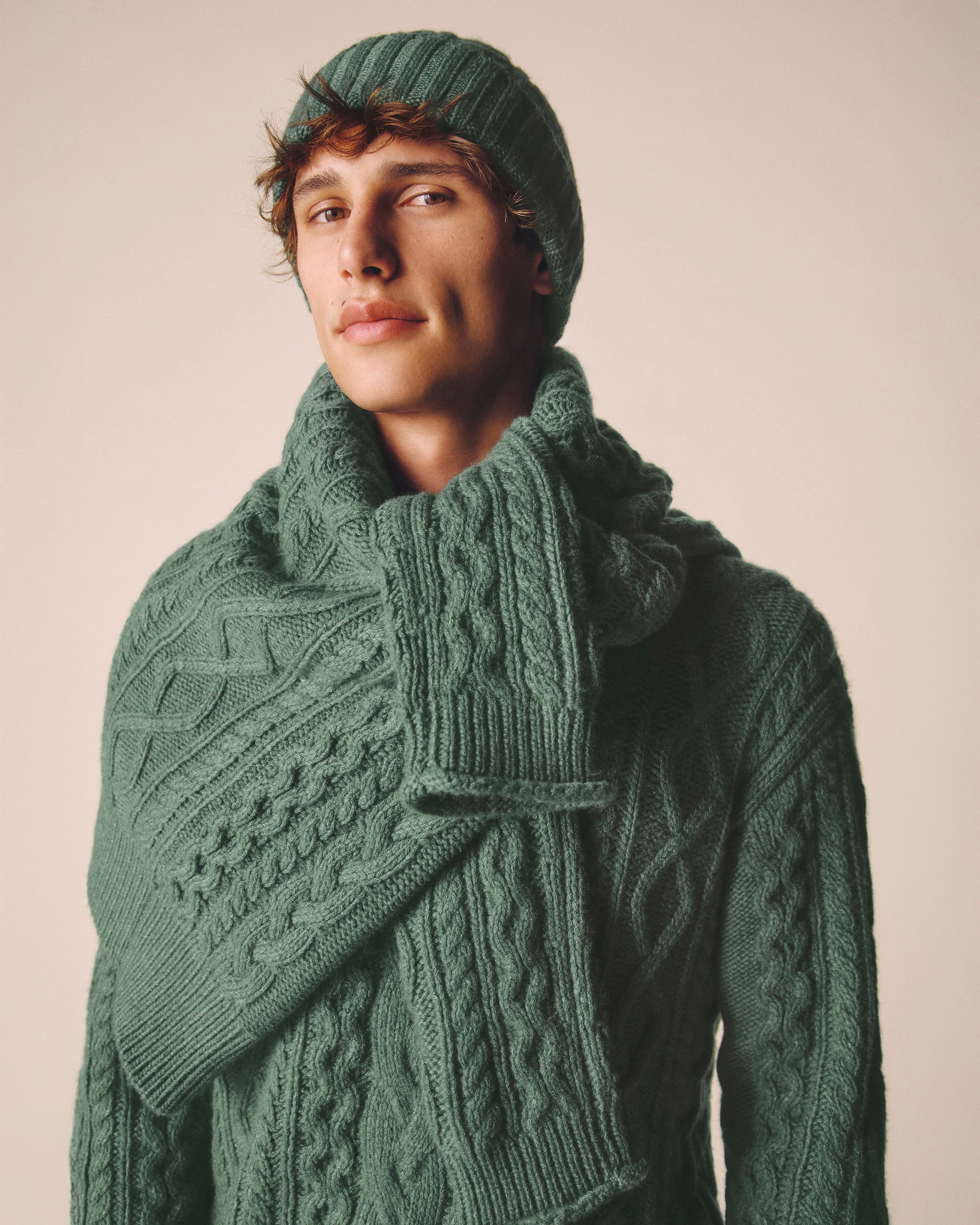 Pull col rond à torsades les 40 ans-LAURIER-100% cachemire