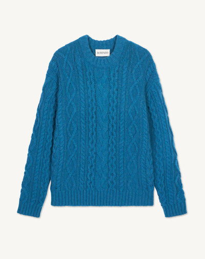 Pull col rond à torsades les 40 ans-BLEU CANOE-100% cachemire