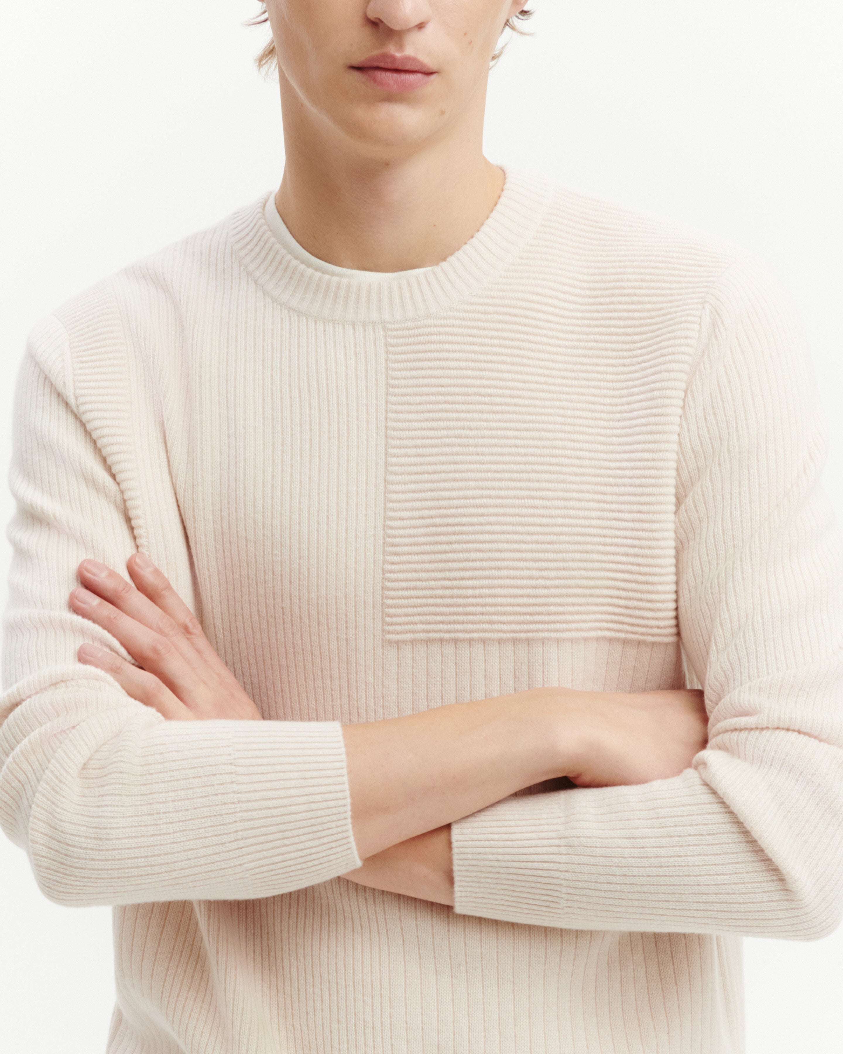 Col rond point ottoman-CREAM-100% cachemire