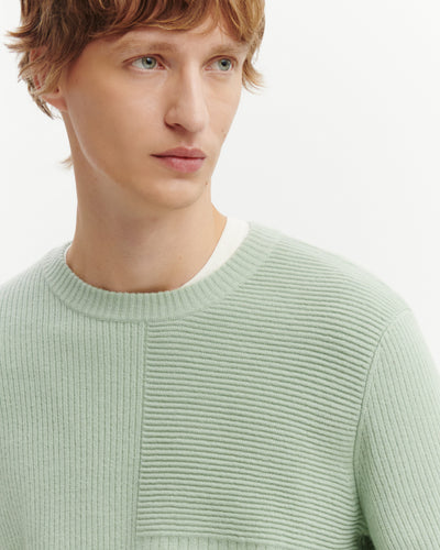 Col rond point ottoman-VERT AMANDE-100% cachemire