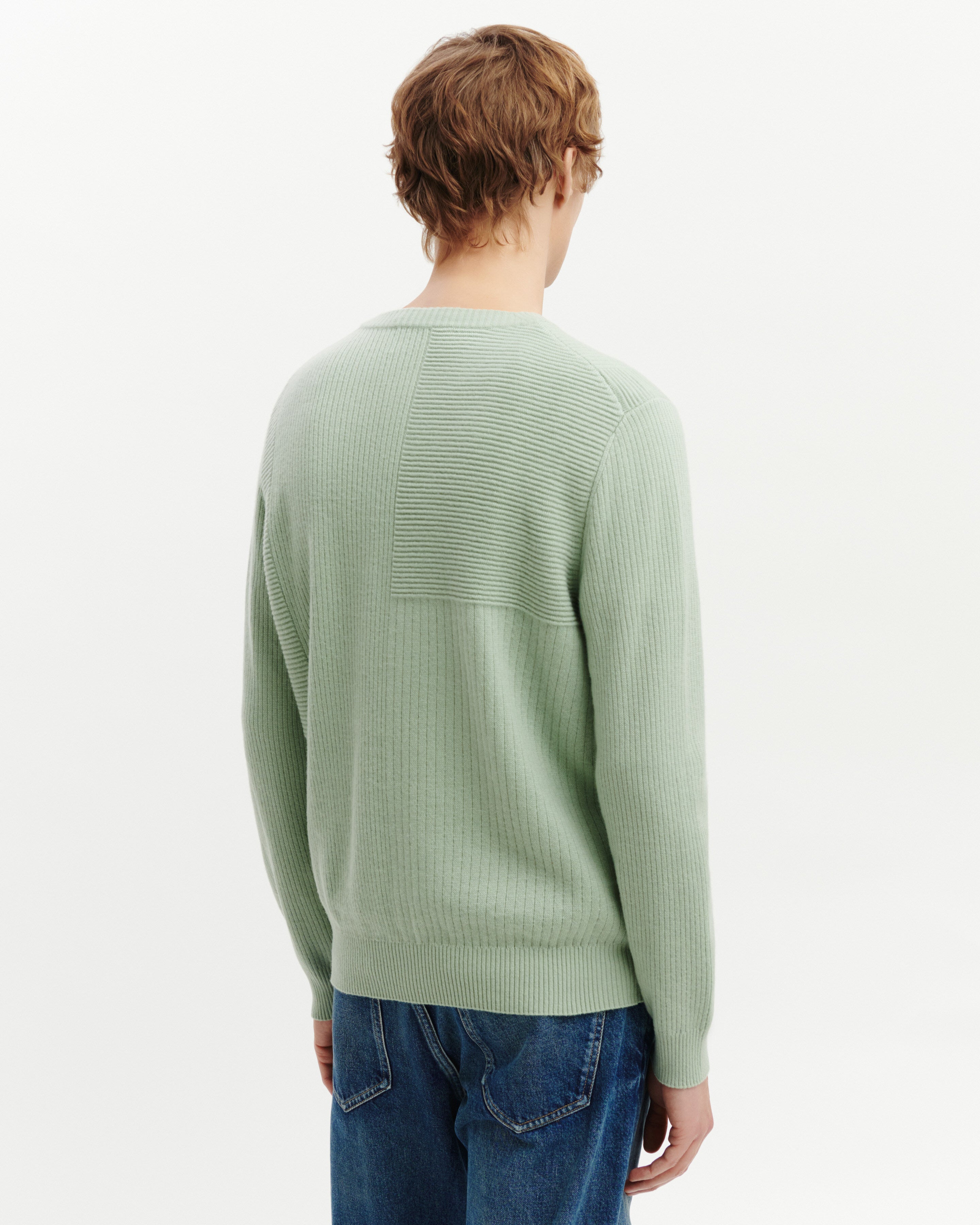 Col rond point ottoman-VERT AMANDE-100% cachemire