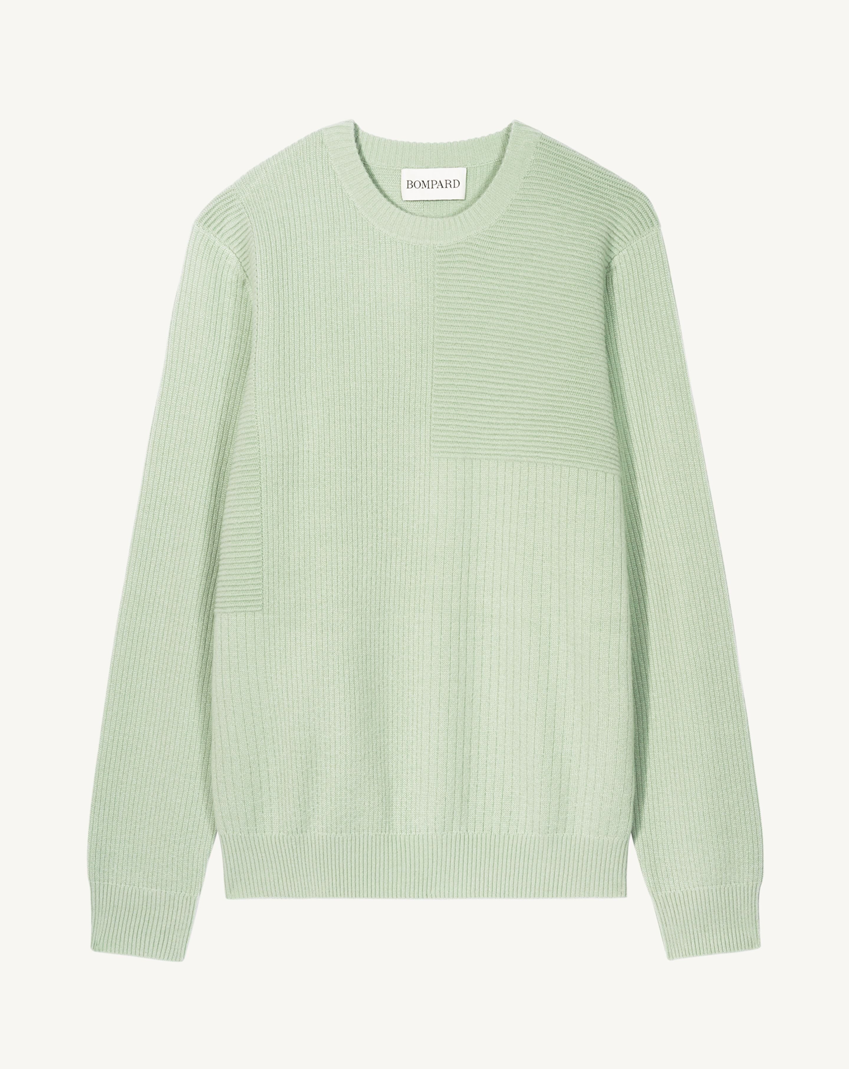 Col rond point ottoman-VERT AMANDE-100% cachemire